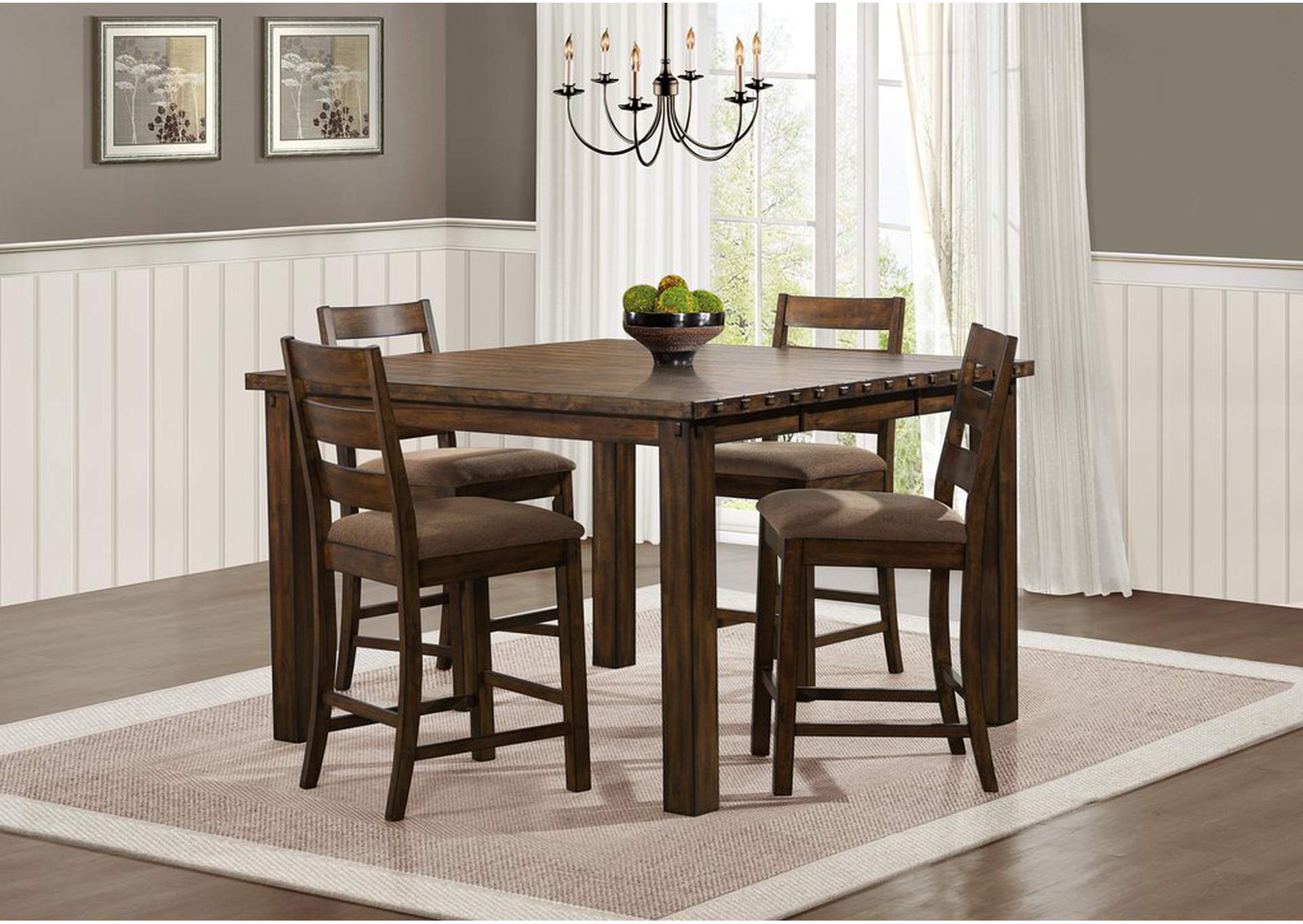 Sq Counter Height Table; Solid; Ext Lf,Homelegance