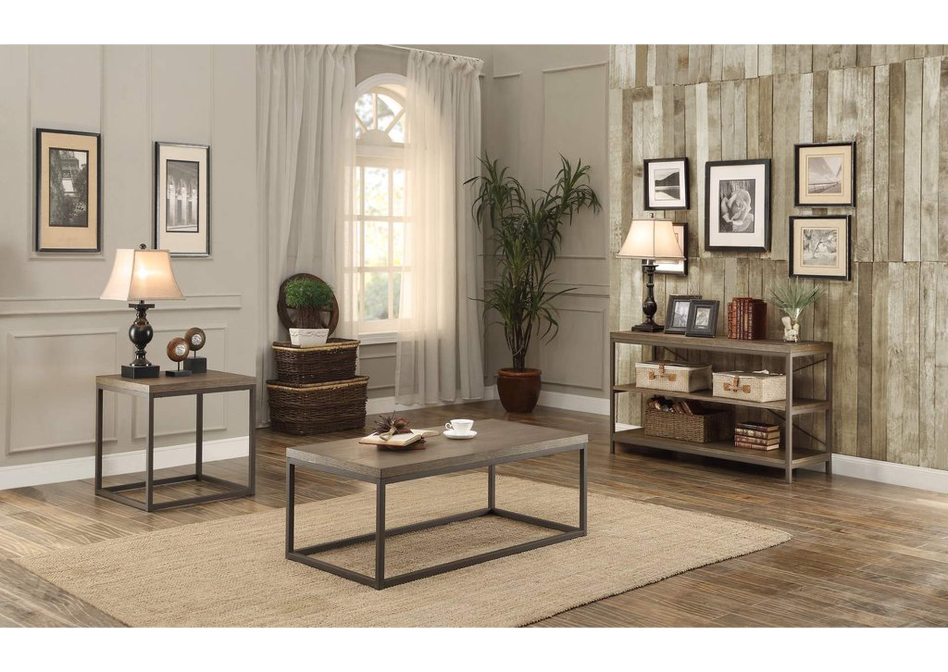 End Table,Oak Vnr & Metal,Homelegance