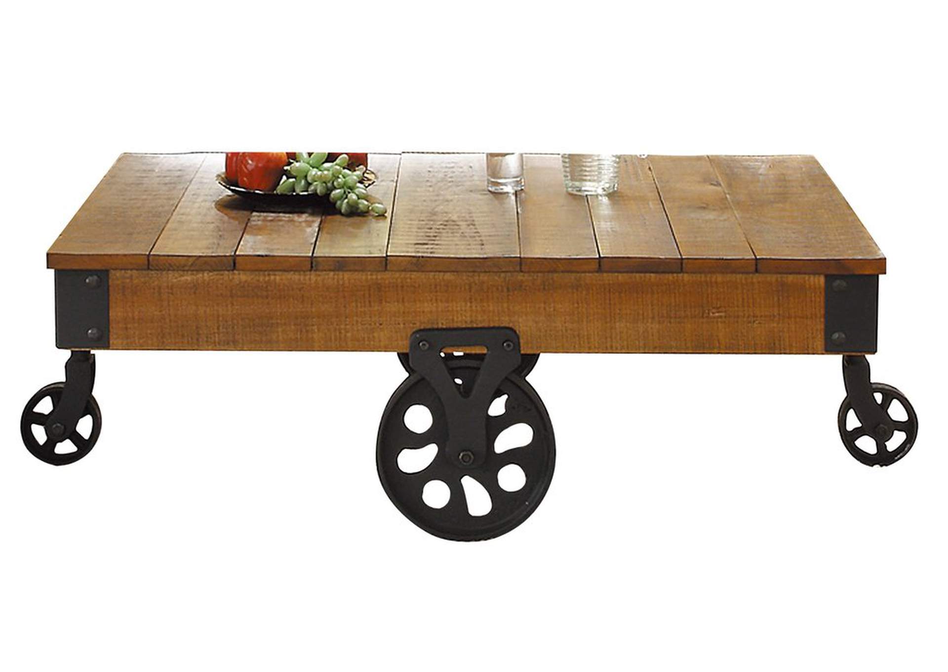 Cocktail Table; Solid Top; Wheels,Homelegance