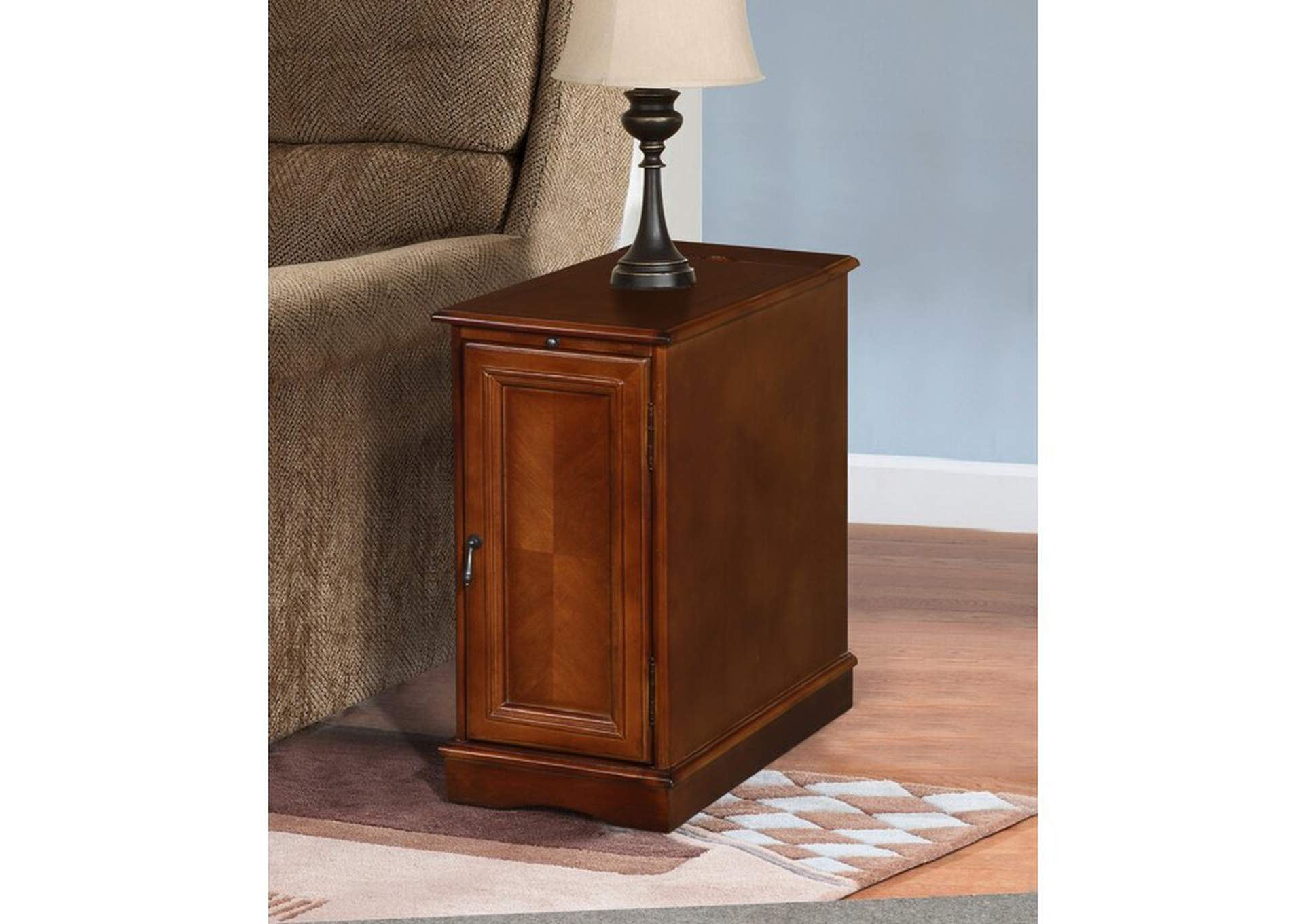 Desks brown Chairside Table W/Power Charger,Brw,3A,Homelegance