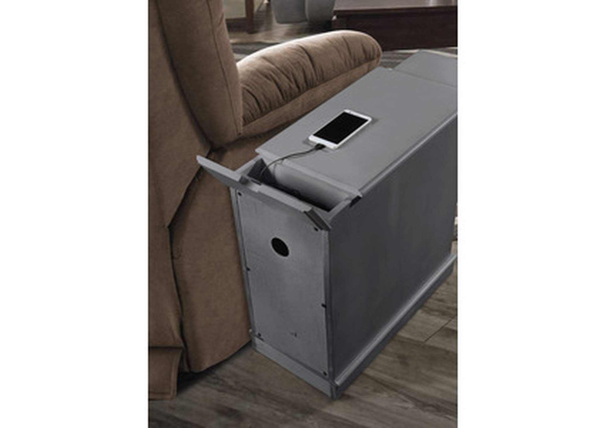 New Arrivals grey Chairside Table W/Power Charger,Grey,3A,Homelegance