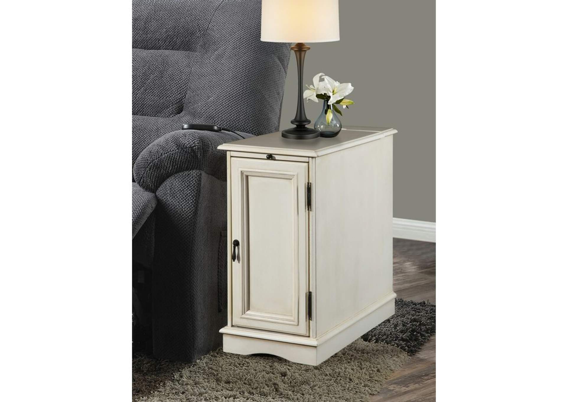 Desks white Chairside Table W/Power Charger,Wht,3A,Homelegance