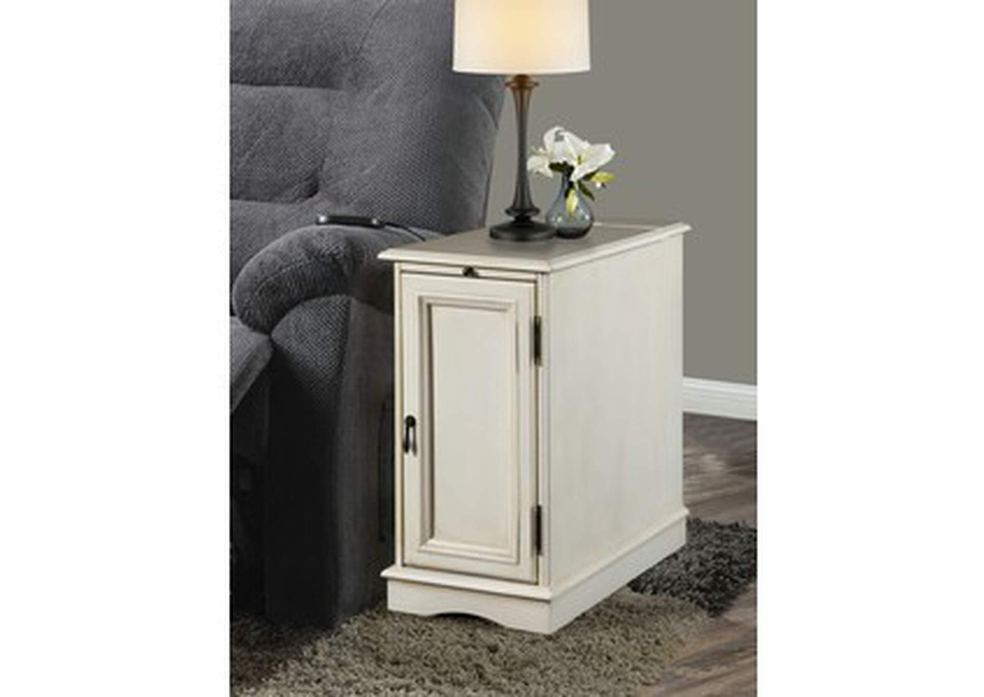 Desks white Chairside Table W/Power Charger,Wht,3A,Homelegance