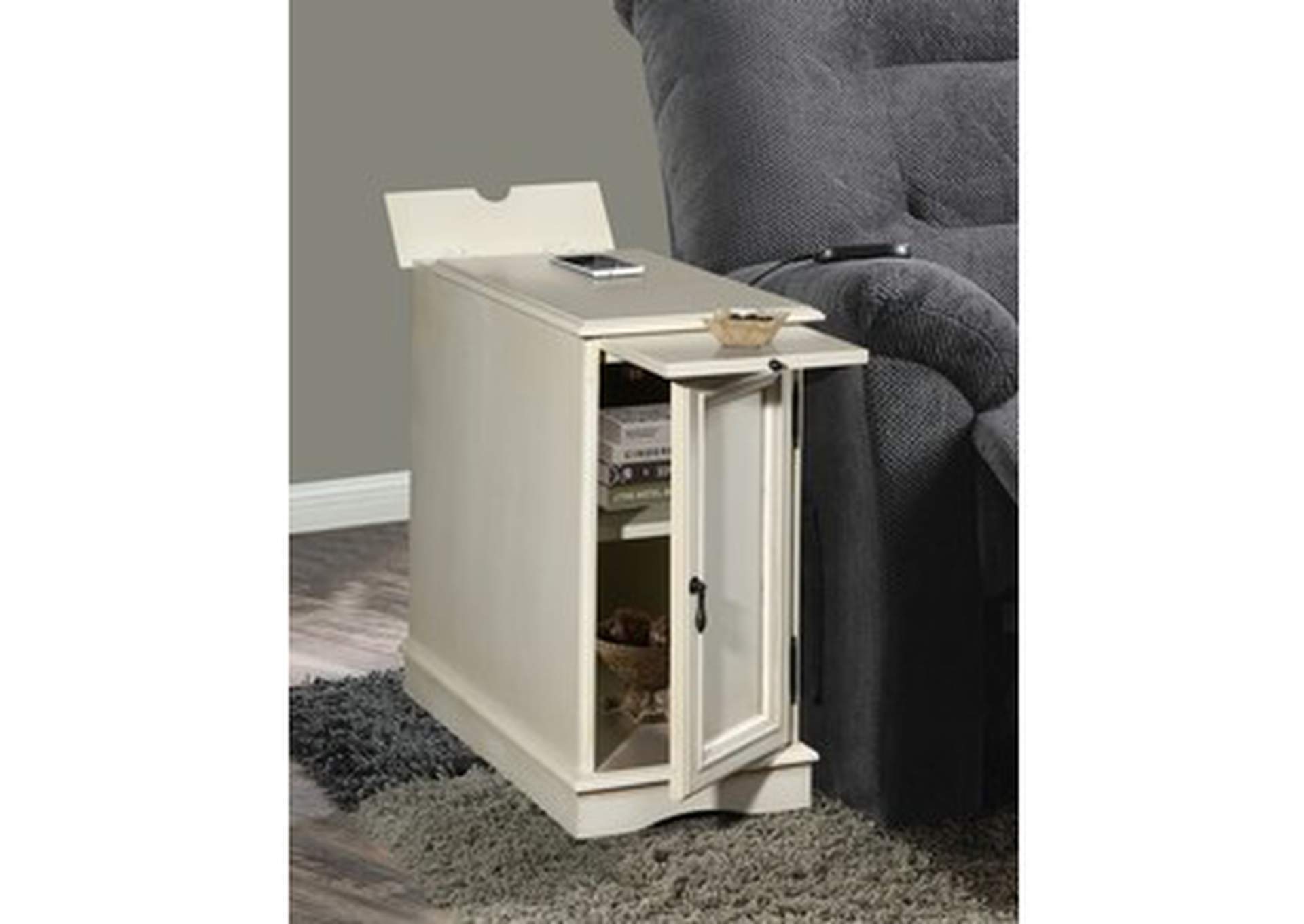 Desks white Chairside Table W/Power Charger,Wht,3A,Homelegance