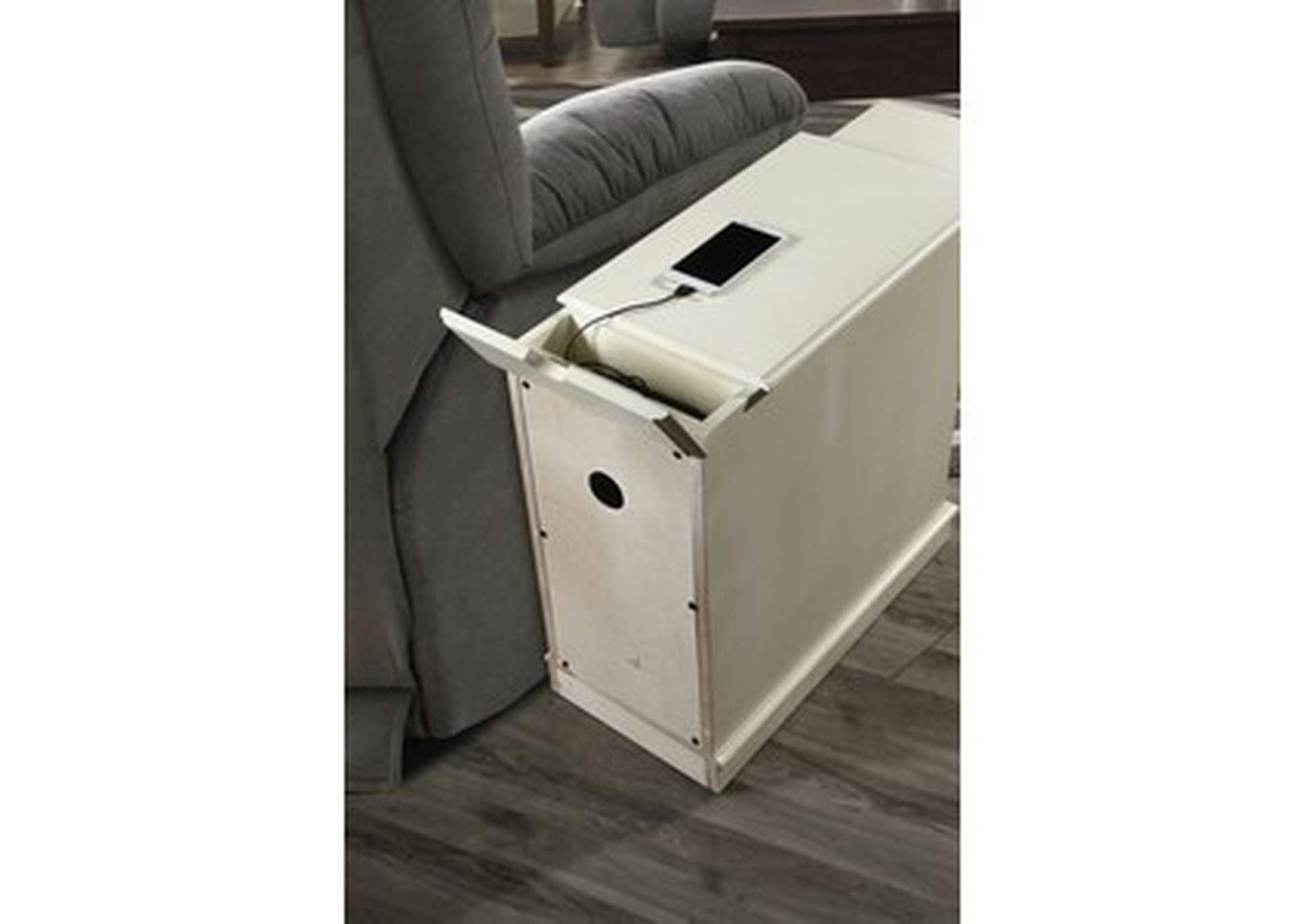 Desks white Chairside Table W/Power Charger,Wht,3A,Homelegance
