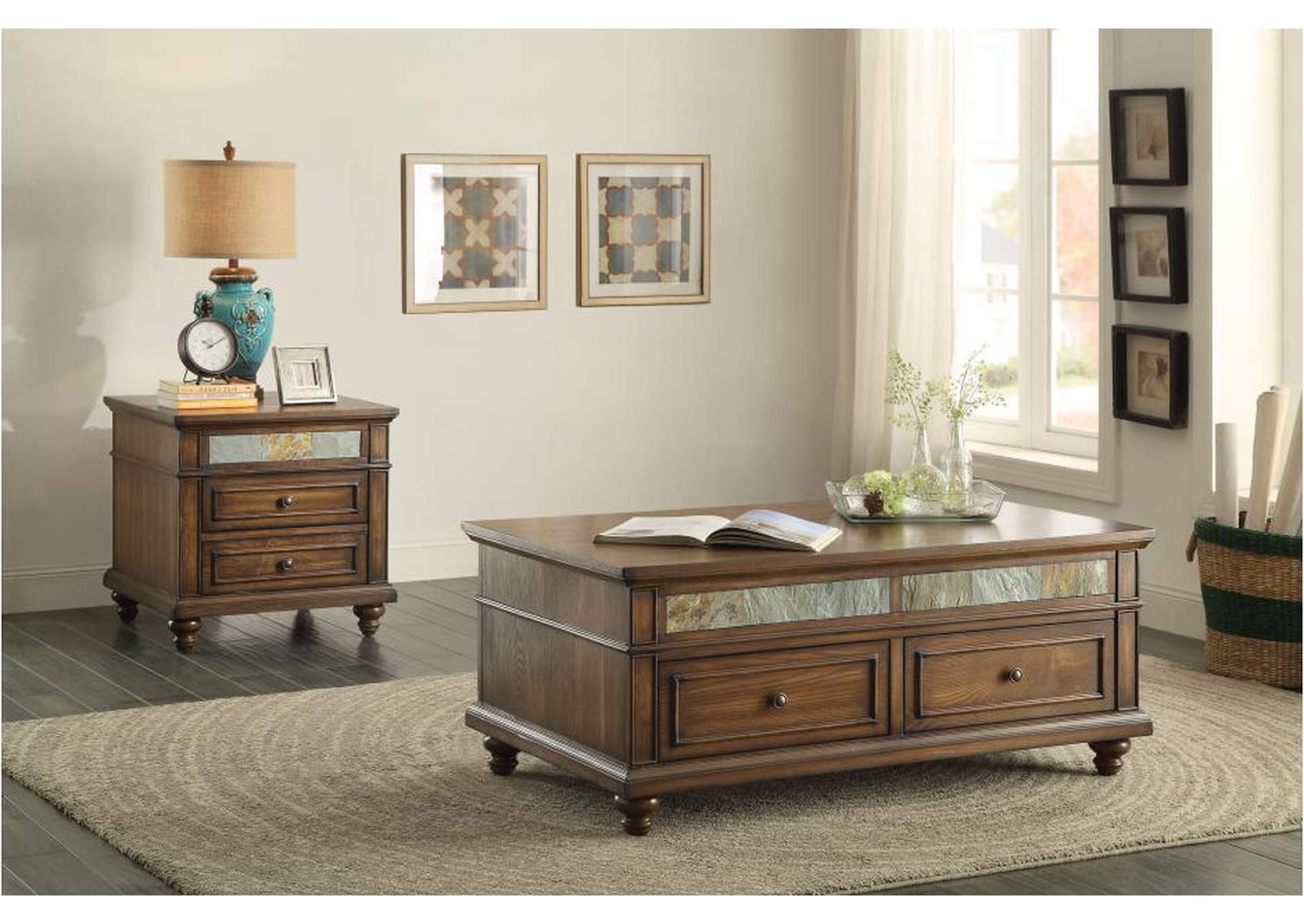 End Table,1 Drawer,Ash Vnr,Homelegance