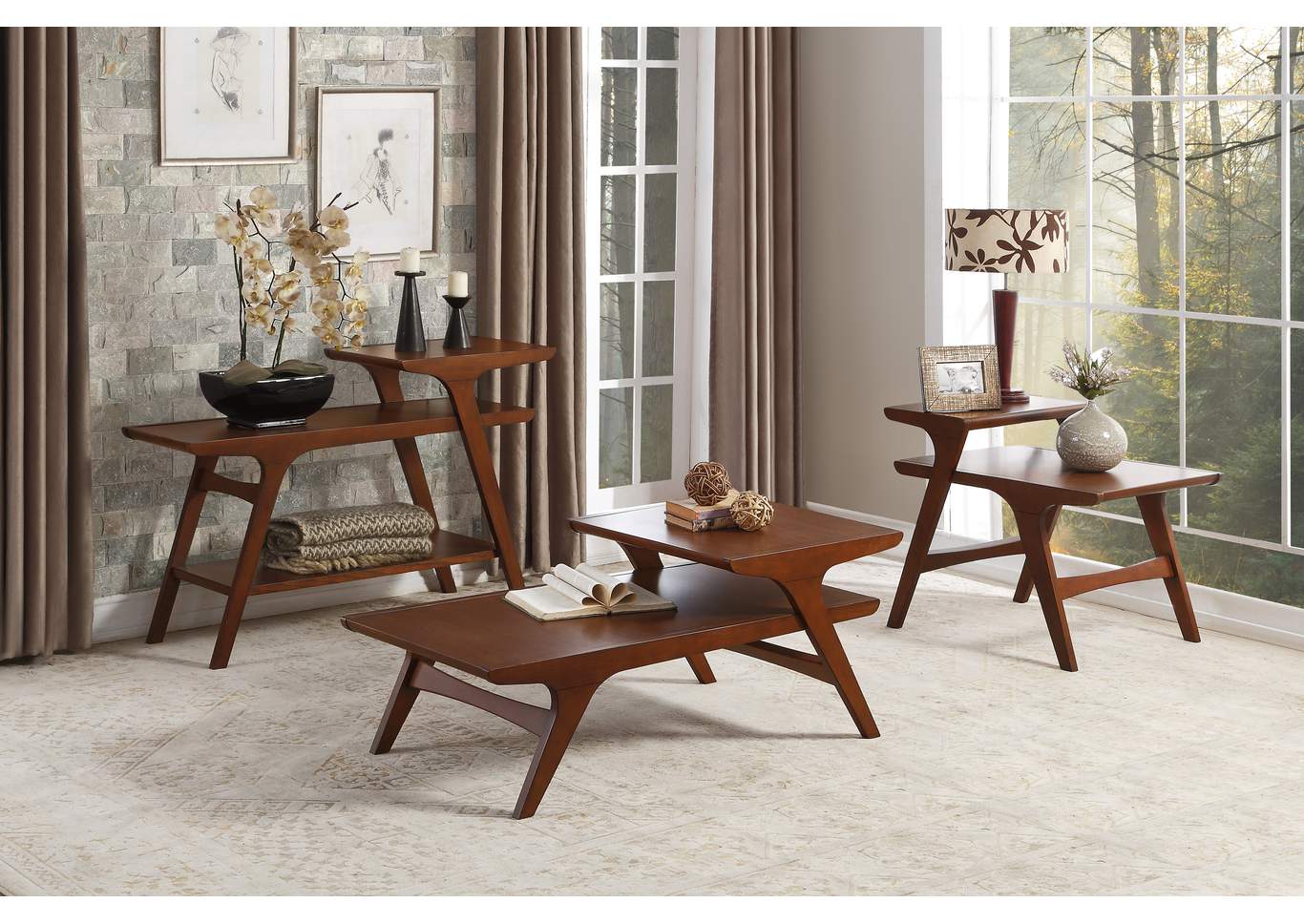 Saluki Brown Sofa Table,Homelegance