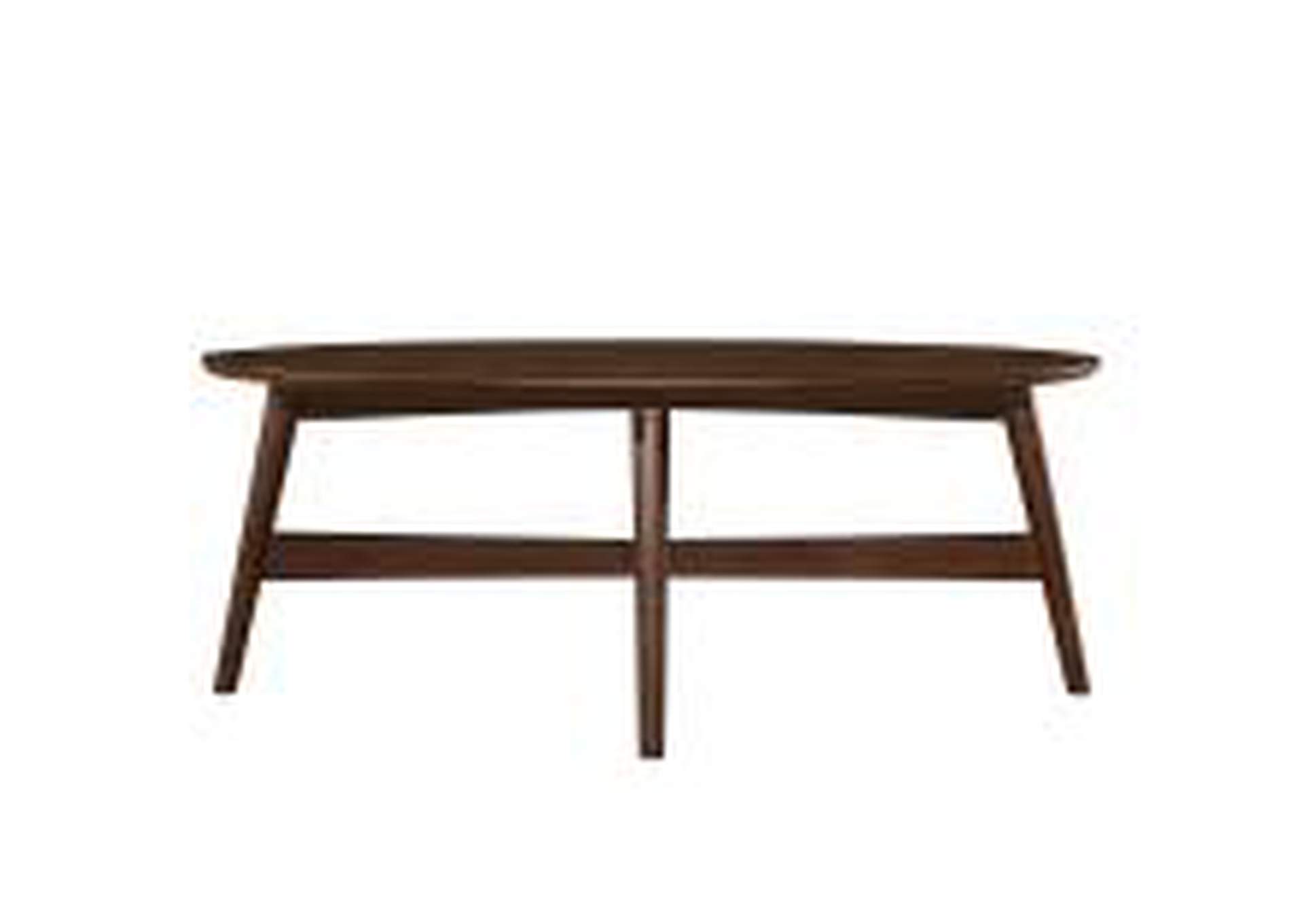 Lhasa Walnut Finish Cocktail Table, Oval, Ash Veneer, Walnut Finish,Homelegance