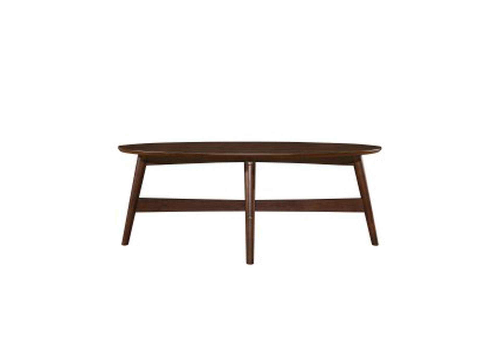 Lhasa Walnut Finish Cocktail Table, Oval, Ash Veneer, Walnut Finish,Homelegance