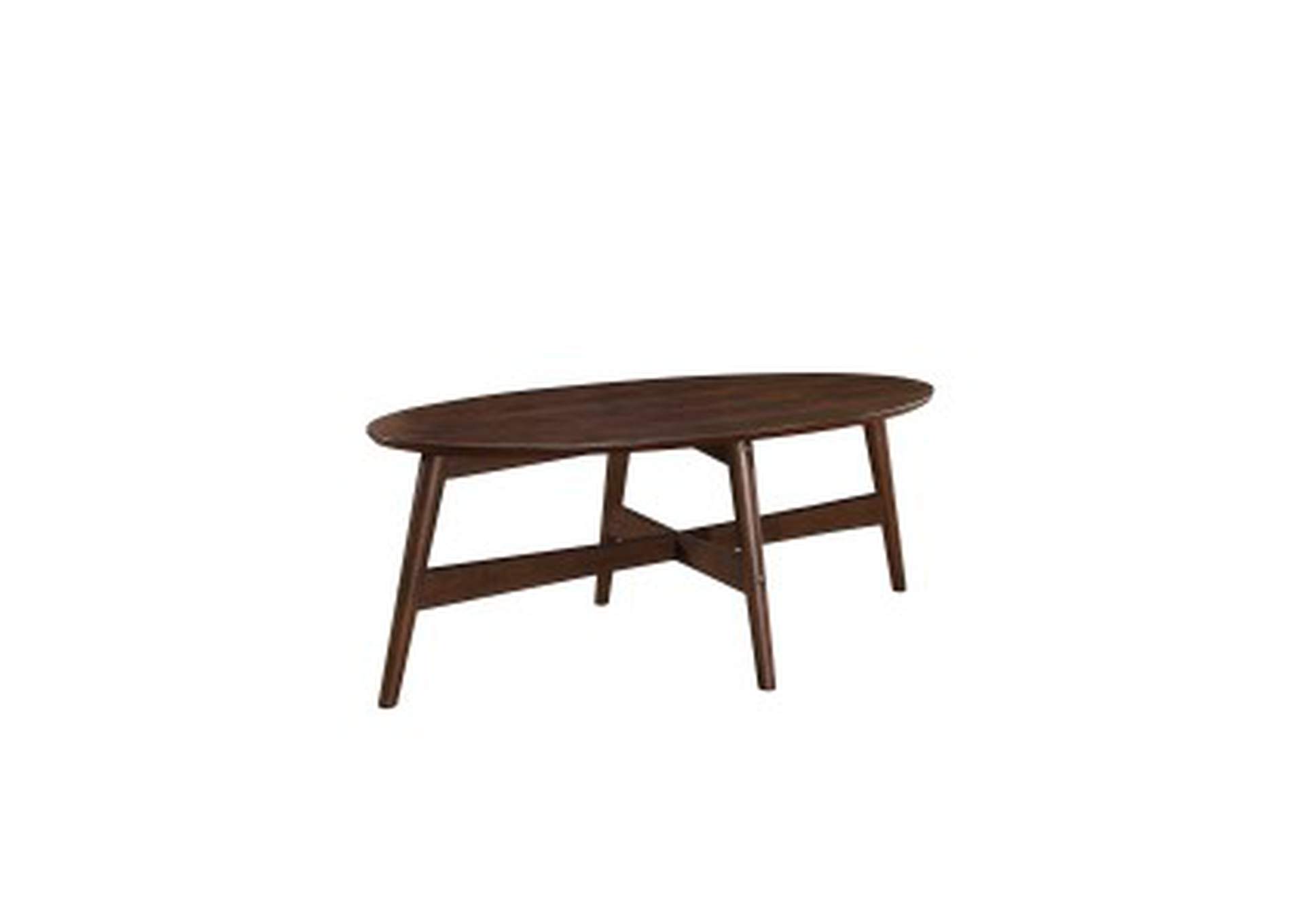 Lhasa Walnut Finish Cocktail Table, Oval, Ash Veneer, Walnut Finish,Homelegance