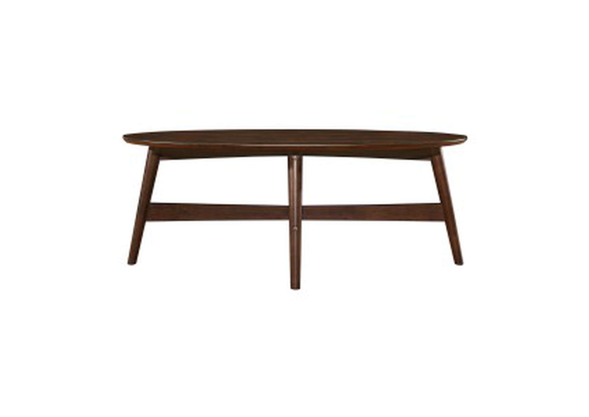 Lhasa Walnut Finish Cocktail Table, Oval, Ash Veneer, Walnut Finish,Homelegance