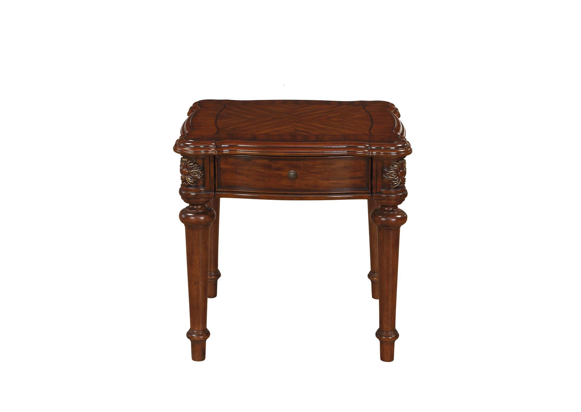 Brown End Table with Functional Drawer,Homelegance