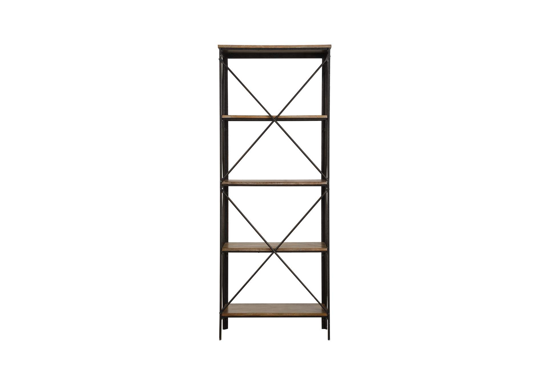 Natural & Black Metal BOOKCASE,Homelegance