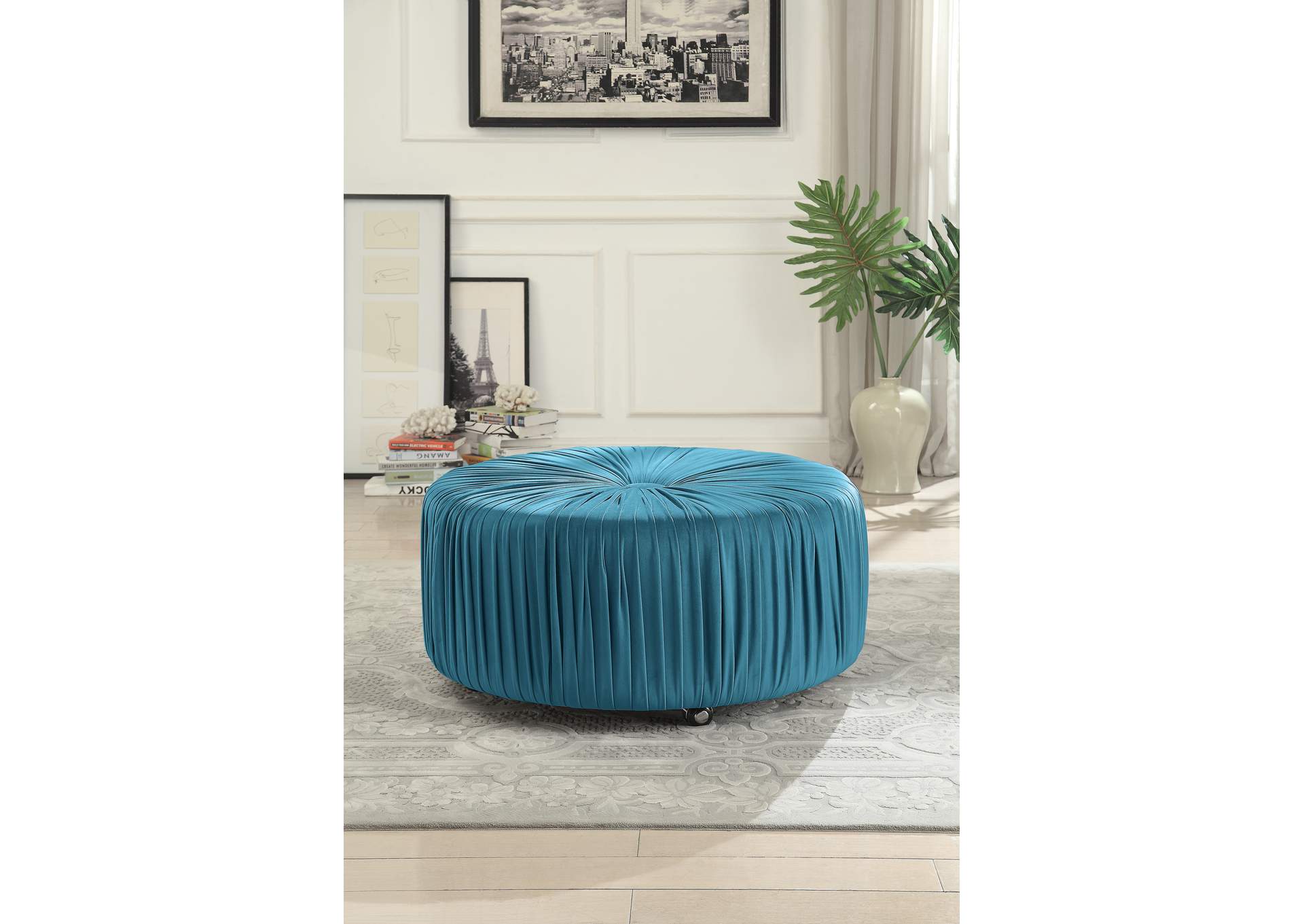 Blue Ottoman,Homelegance