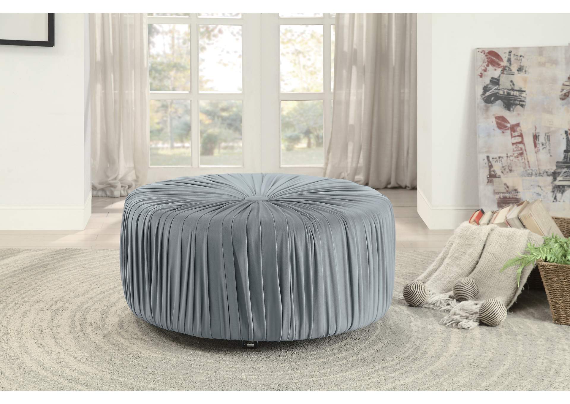 Gray Ottoman,Homelegance