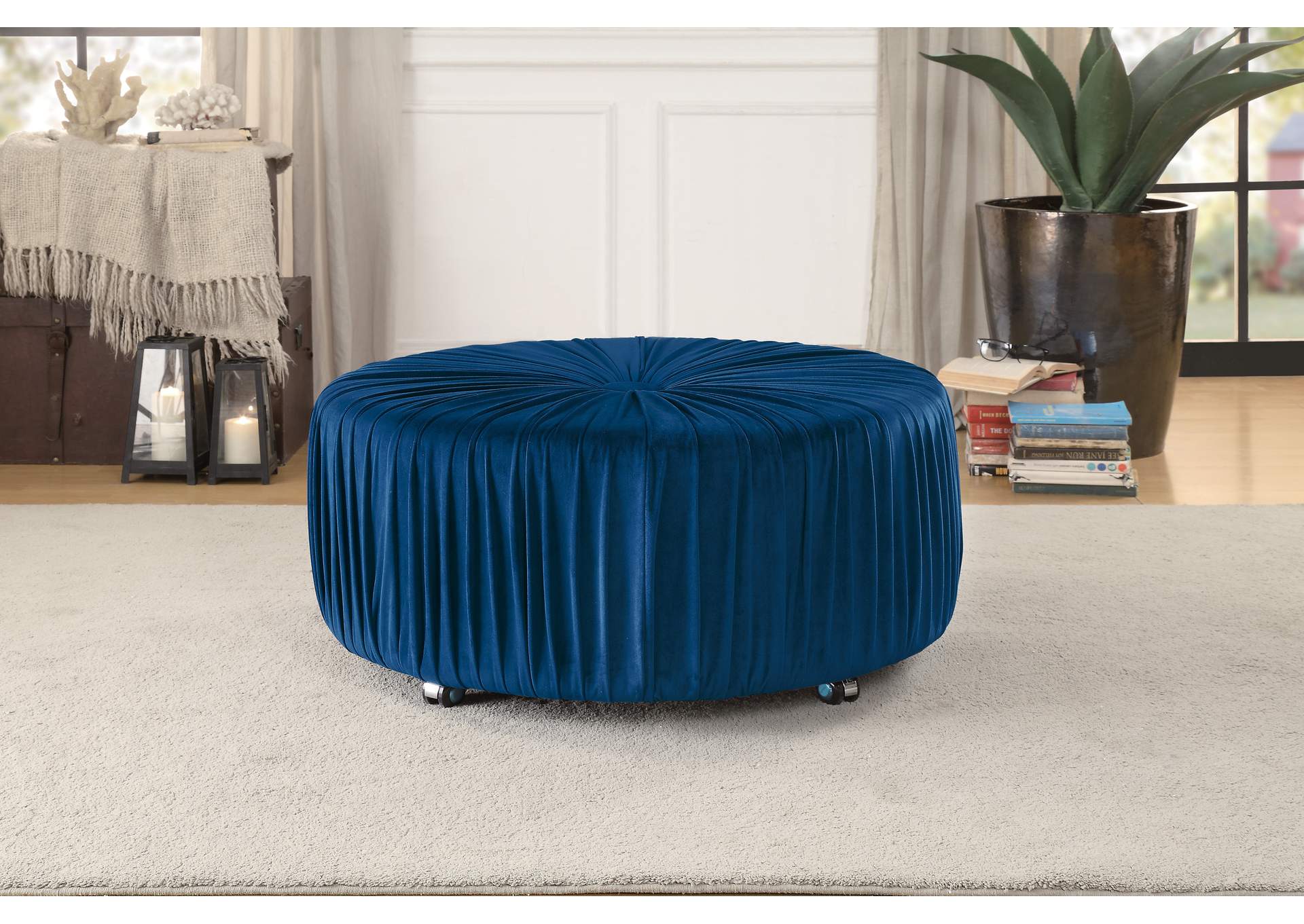 Navy Ottoman,Homelegance