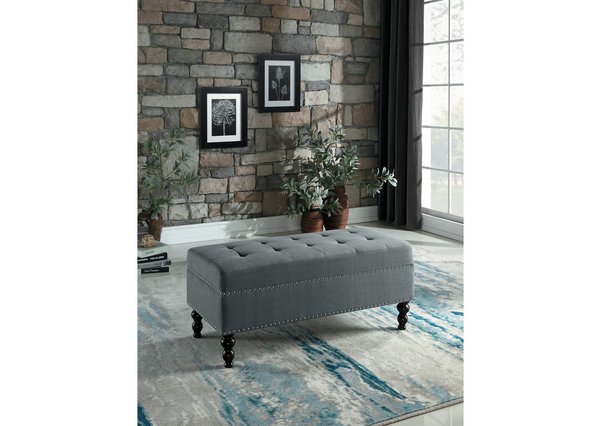 Dark Gray Bench,Homelegance