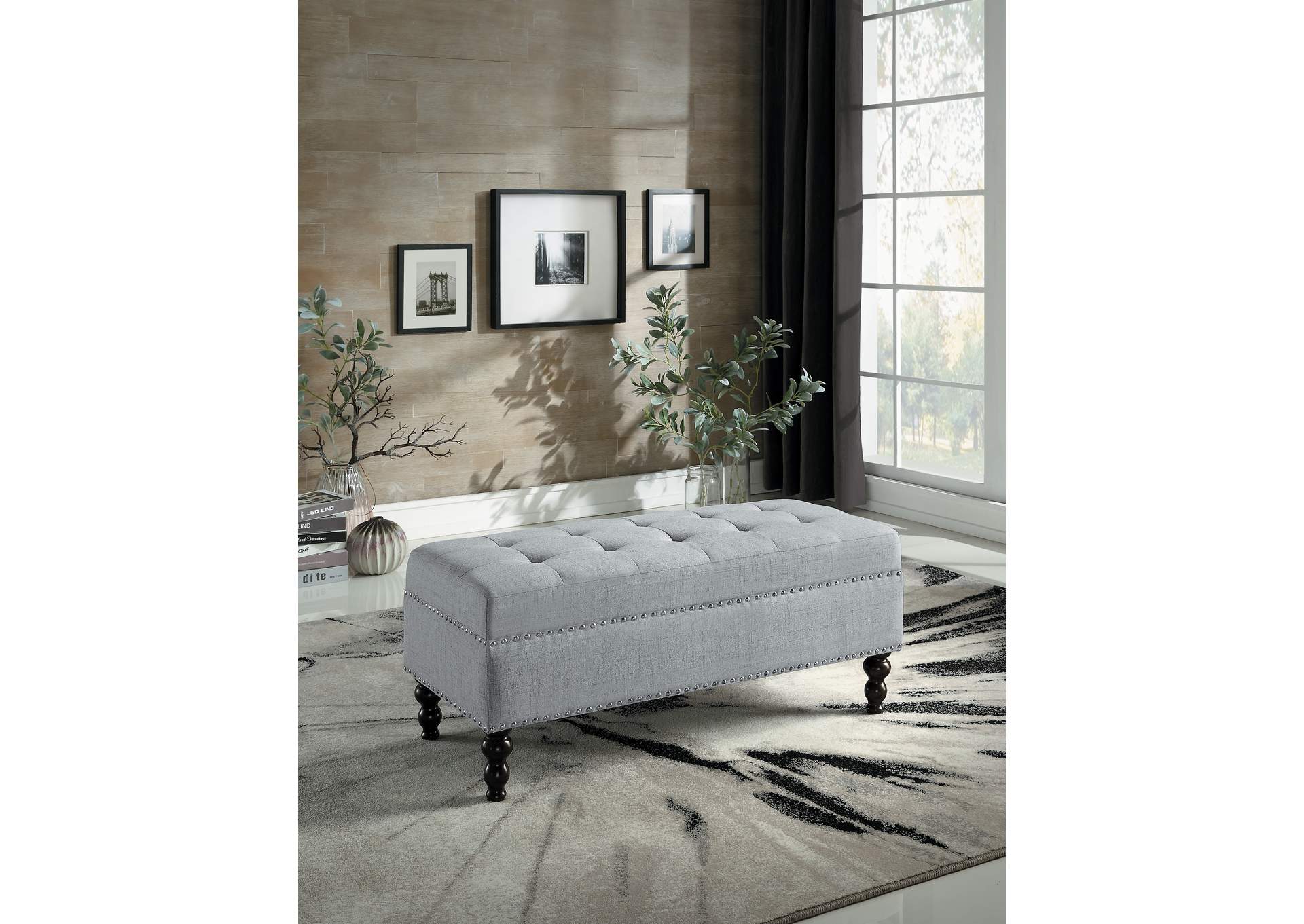 Light Gray Bench,Homelegance