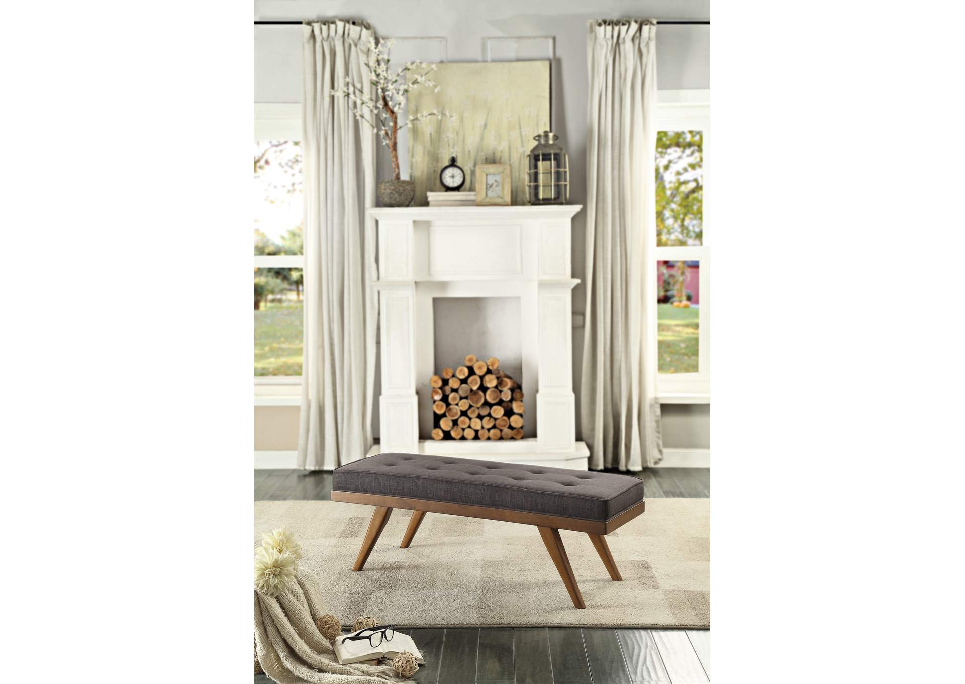 Dark Gray Bench,Homelegance