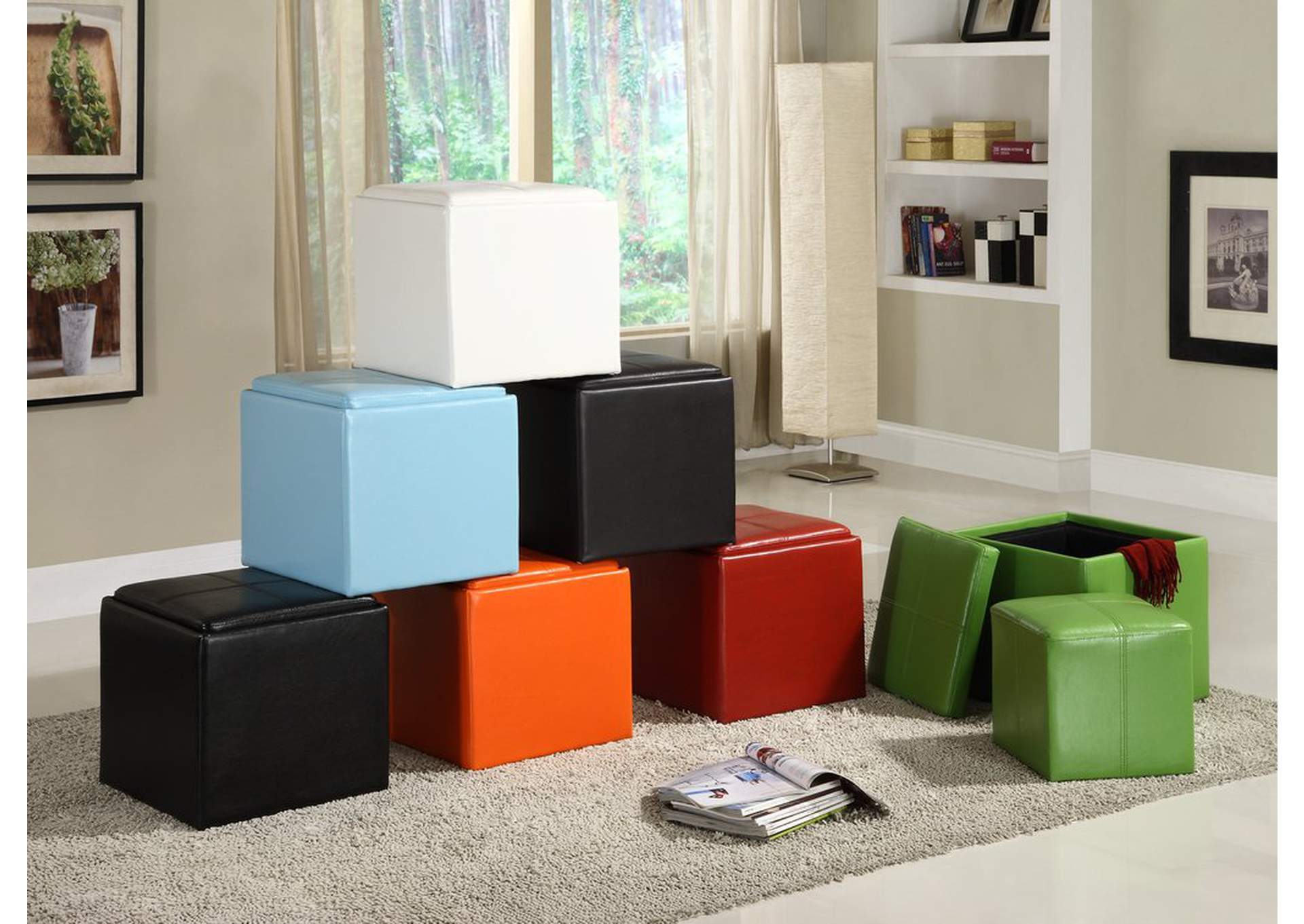 Strg End Table W/Ottmn; Red Pu,Homelegance