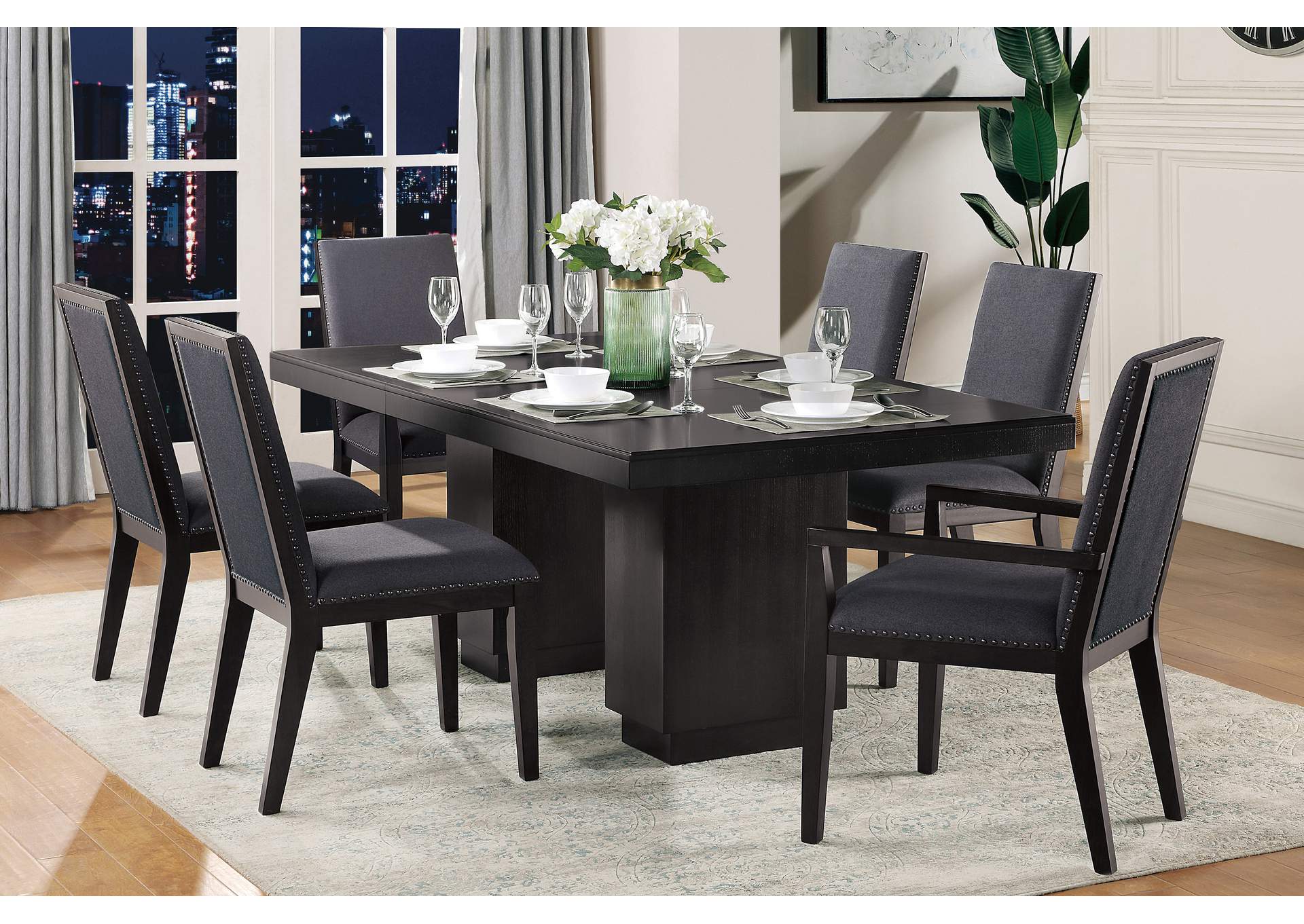 Larchmont Charcoal Dining Table,Homelegance