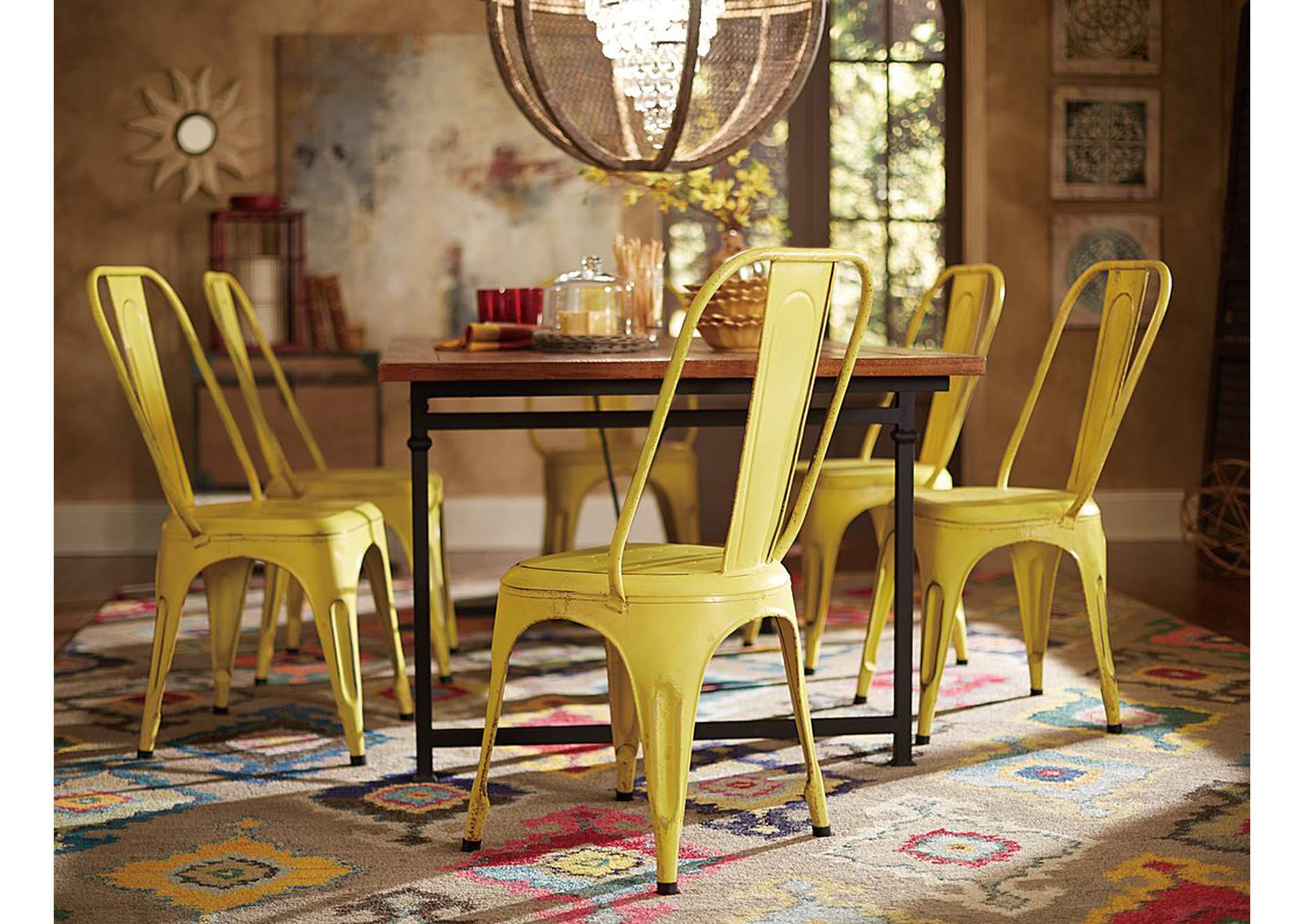 Metal Dining Chair, Yellow, 4 Piece/Ctn,Homelegance