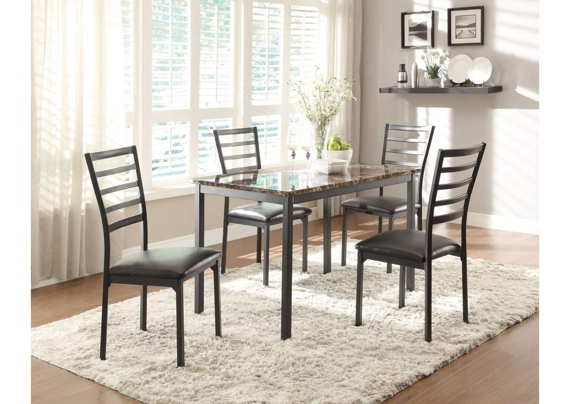 Dining Table; Faux Marble; Metal,Homelegance