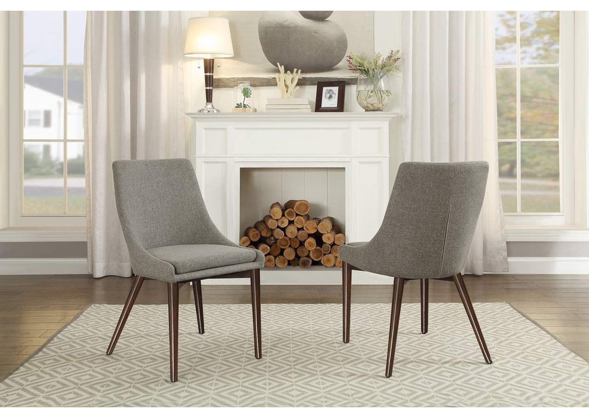 Side Chair,Grey Fabric,Homelegance