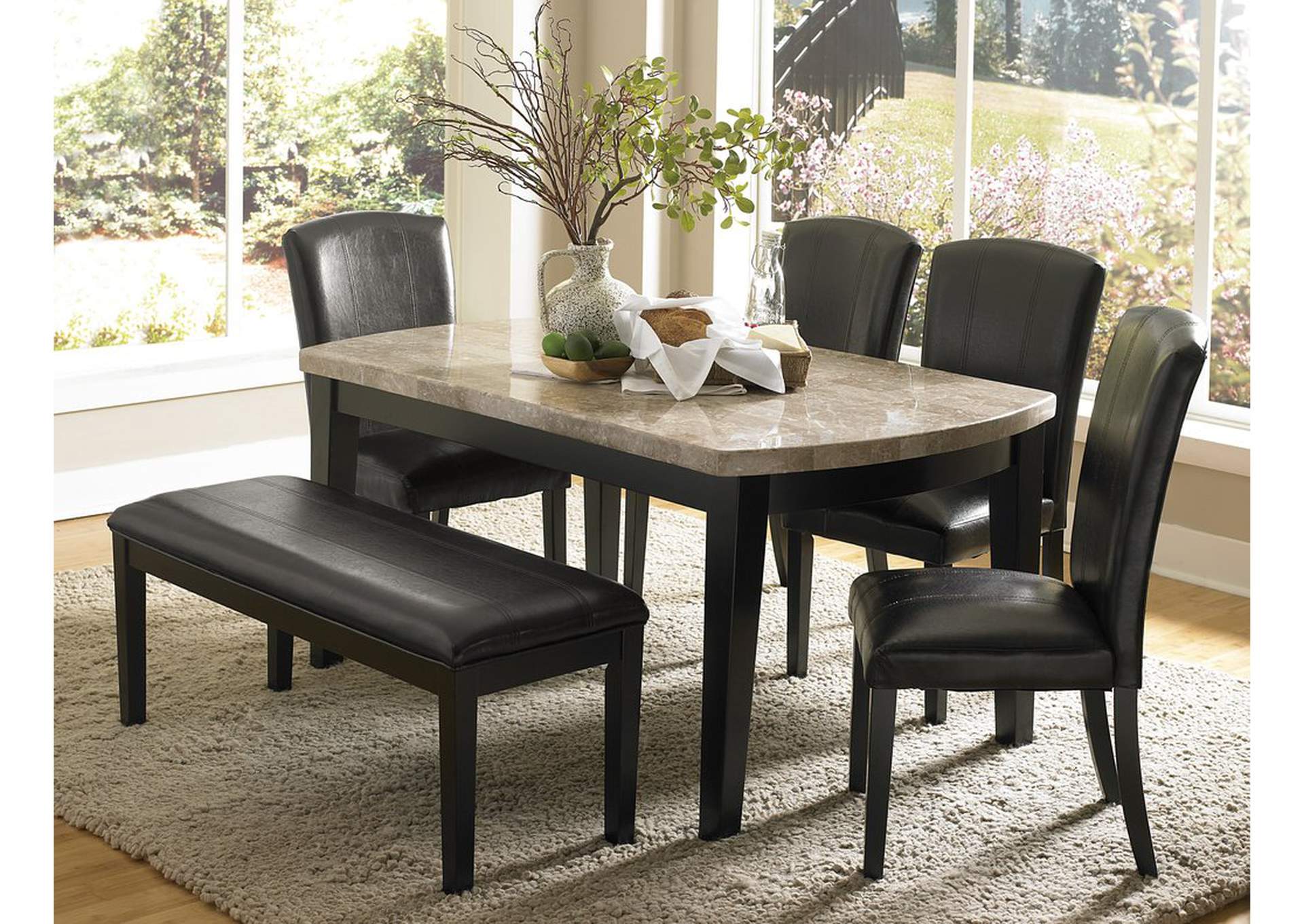 Dining Table,Genuine Marble Top,Homelegance