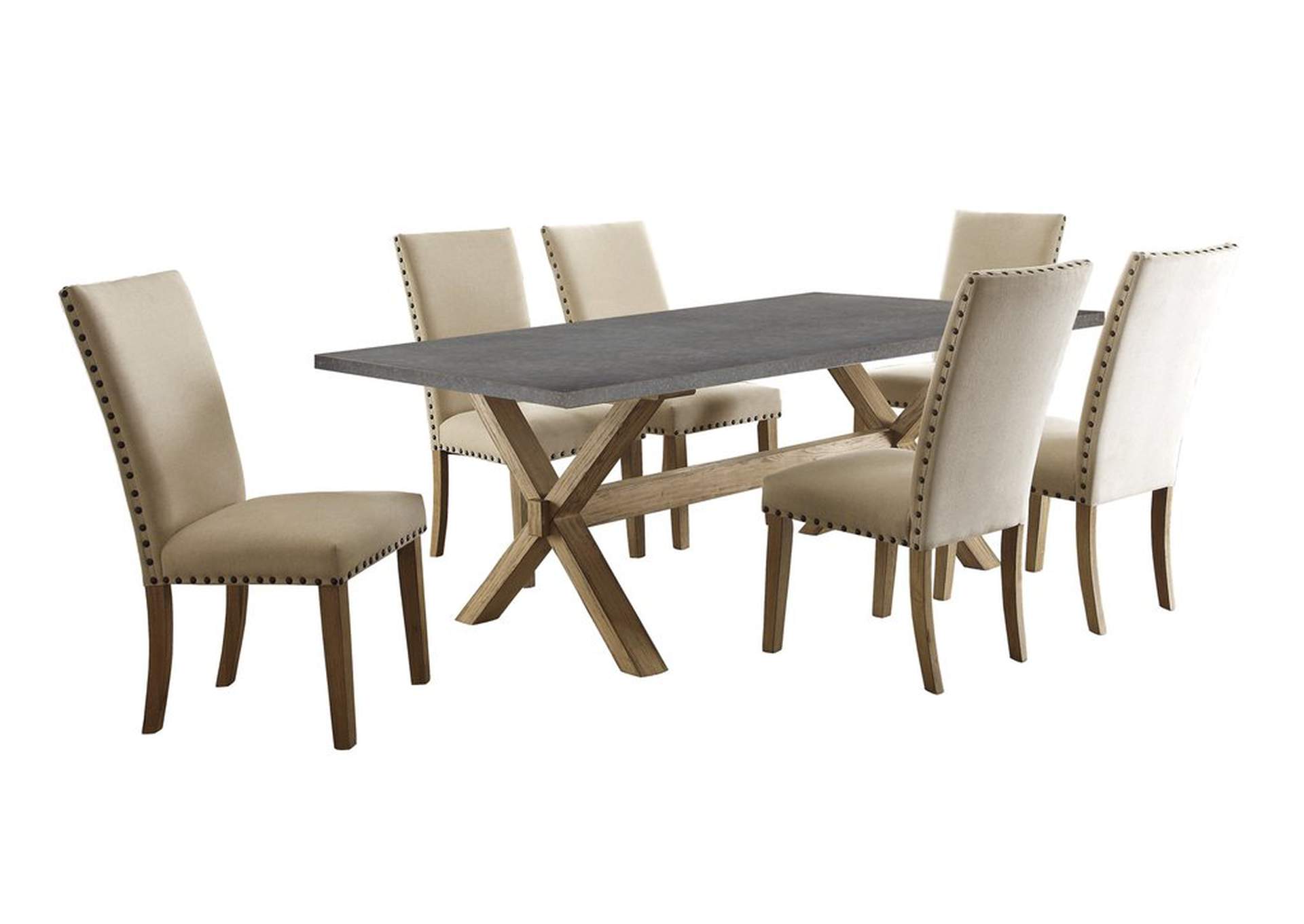 Side Chair,Nail-Hd,Beige Fabric,Homelegance