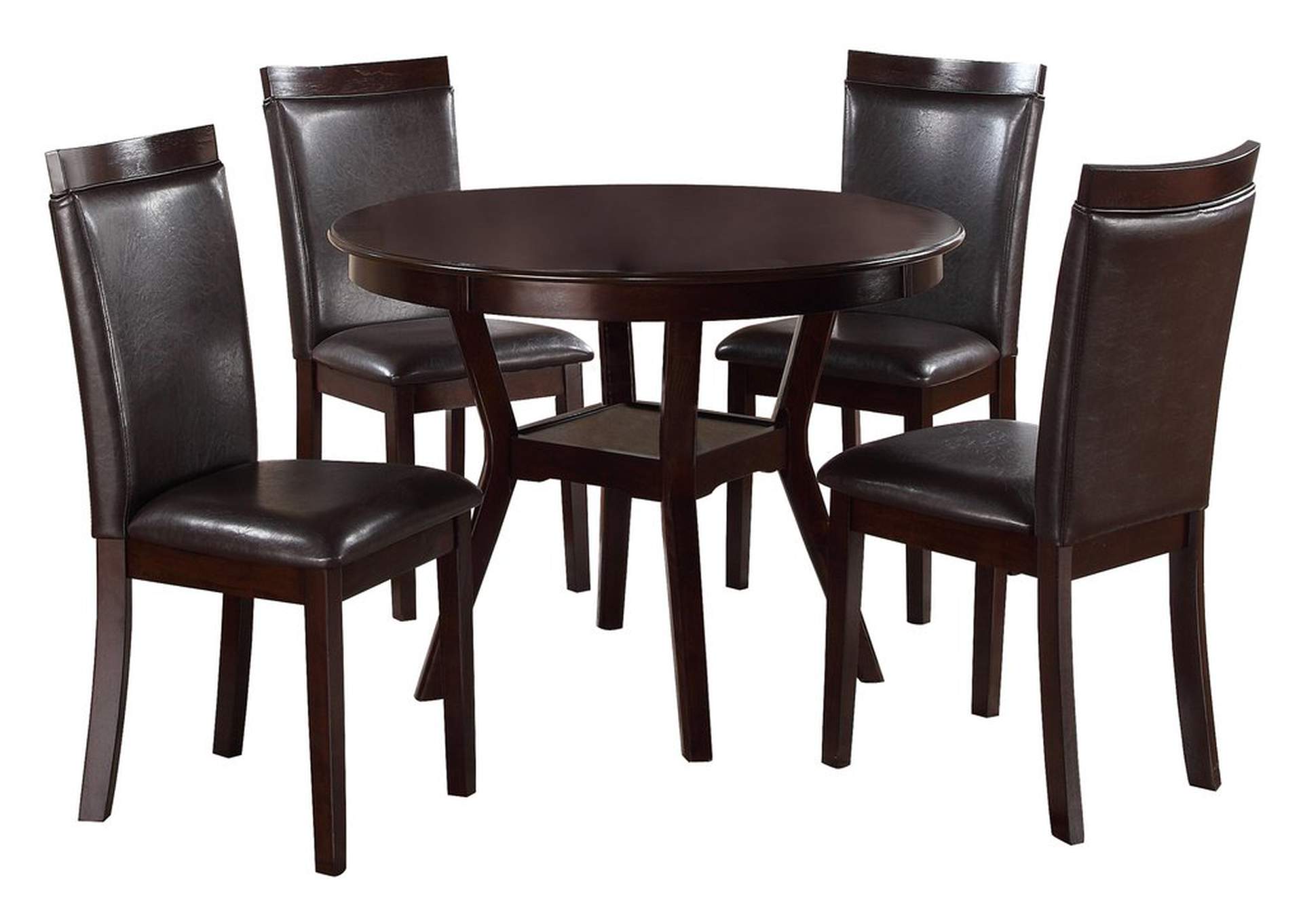 5 Piece Pack Round Dinette,Dark Espresso,Homelegance