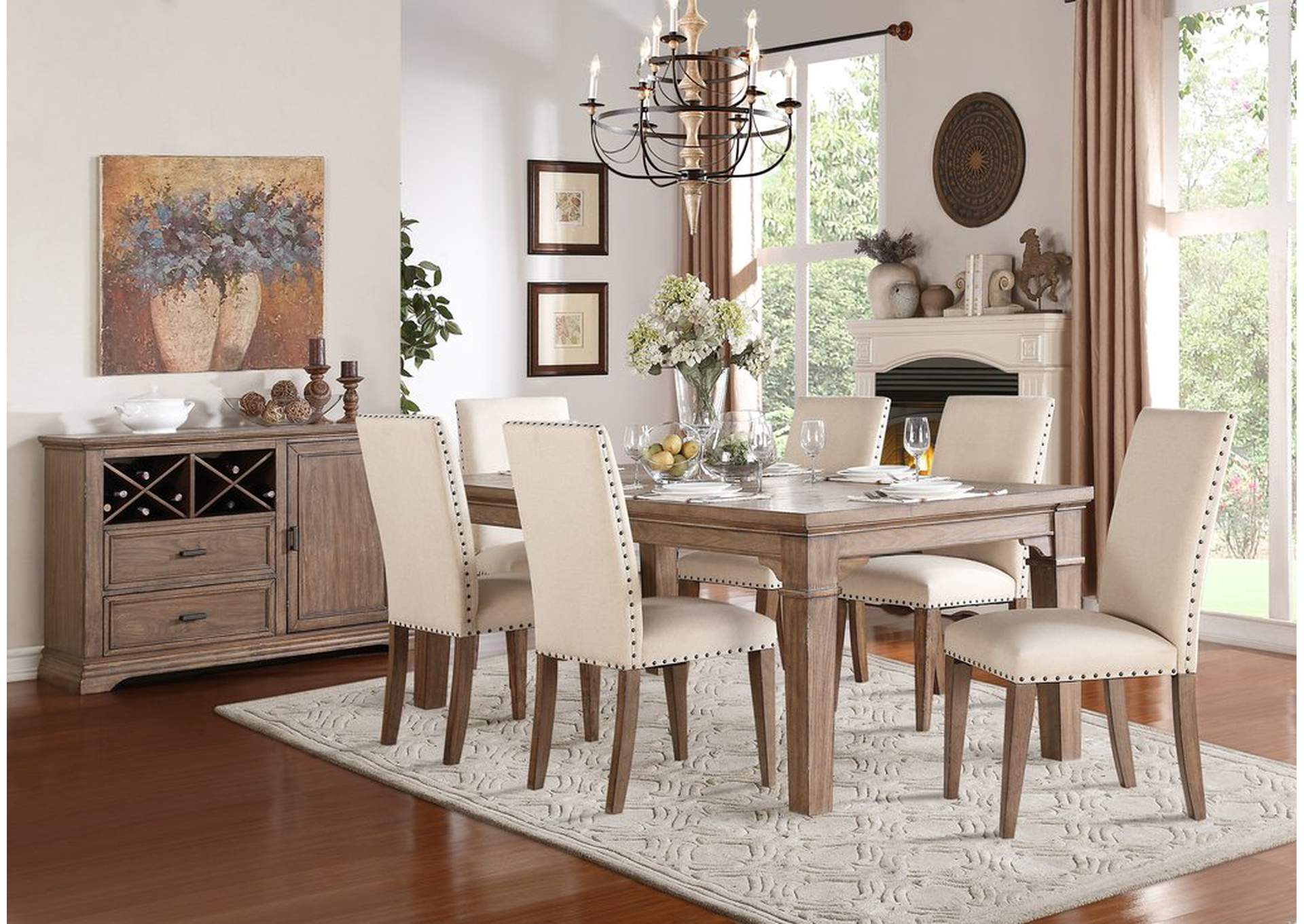 Dining Table,Oak Vner 18"Lf,Homelegance