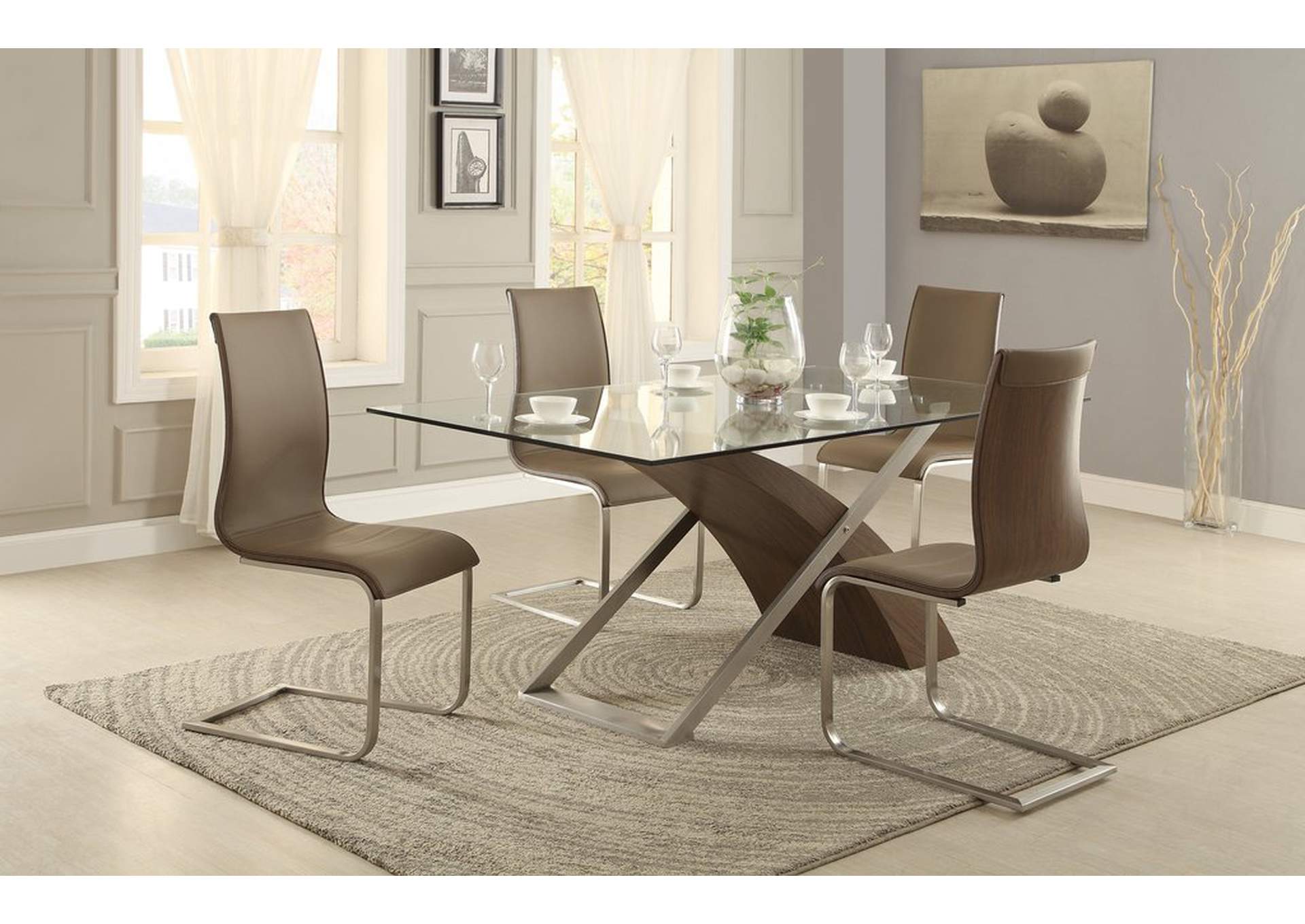 Side Chair, Pu & Wlnut Paper Vnr,Homelegance