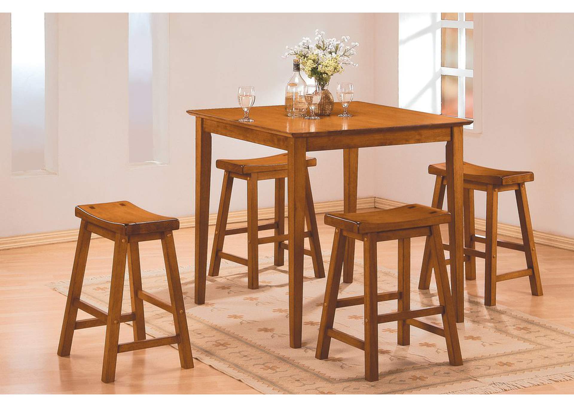 Oak 5 Piece Counter Height Dining Set,Homelegance