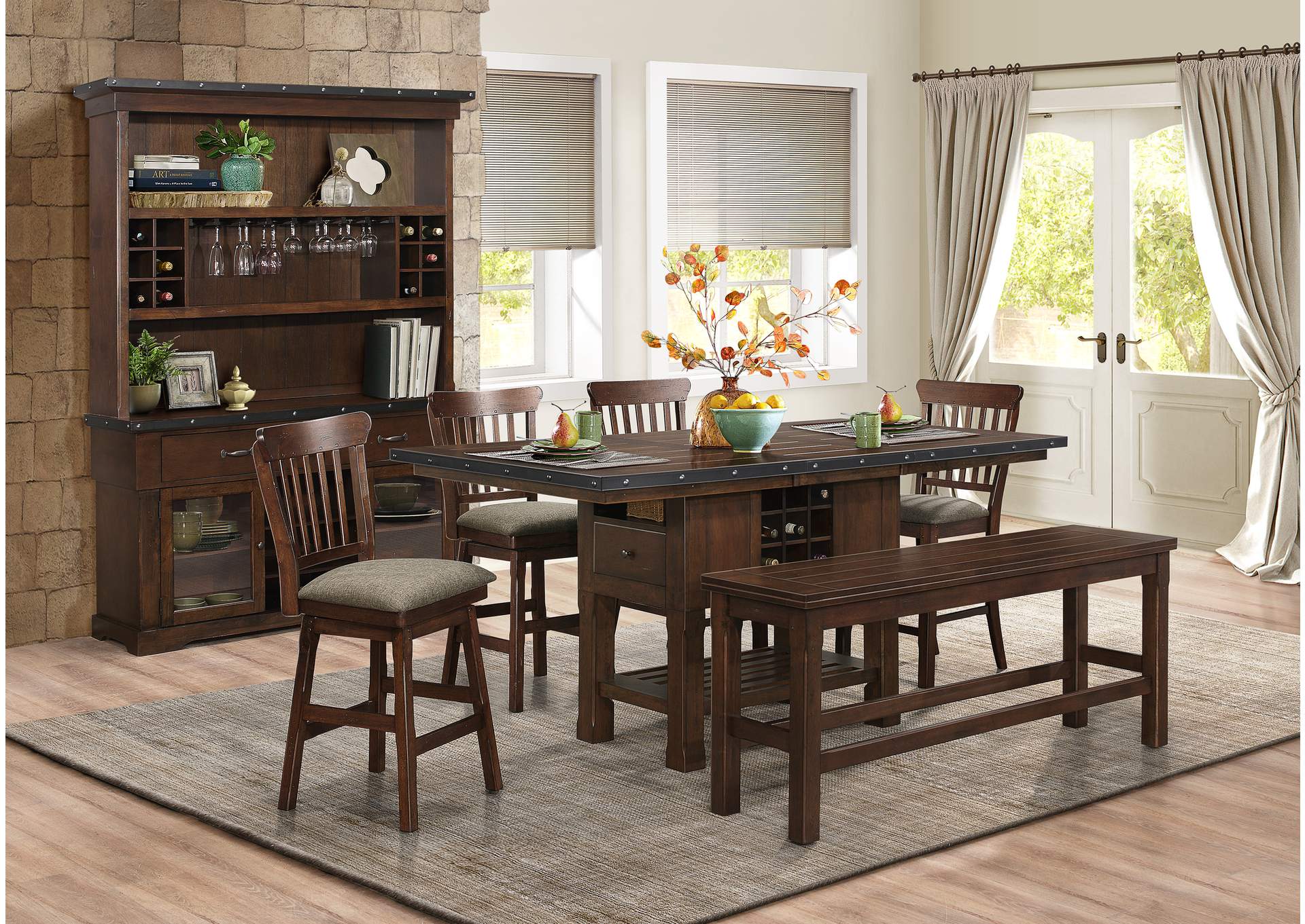 Schleiger Brown Counter Height Table,Homelegance