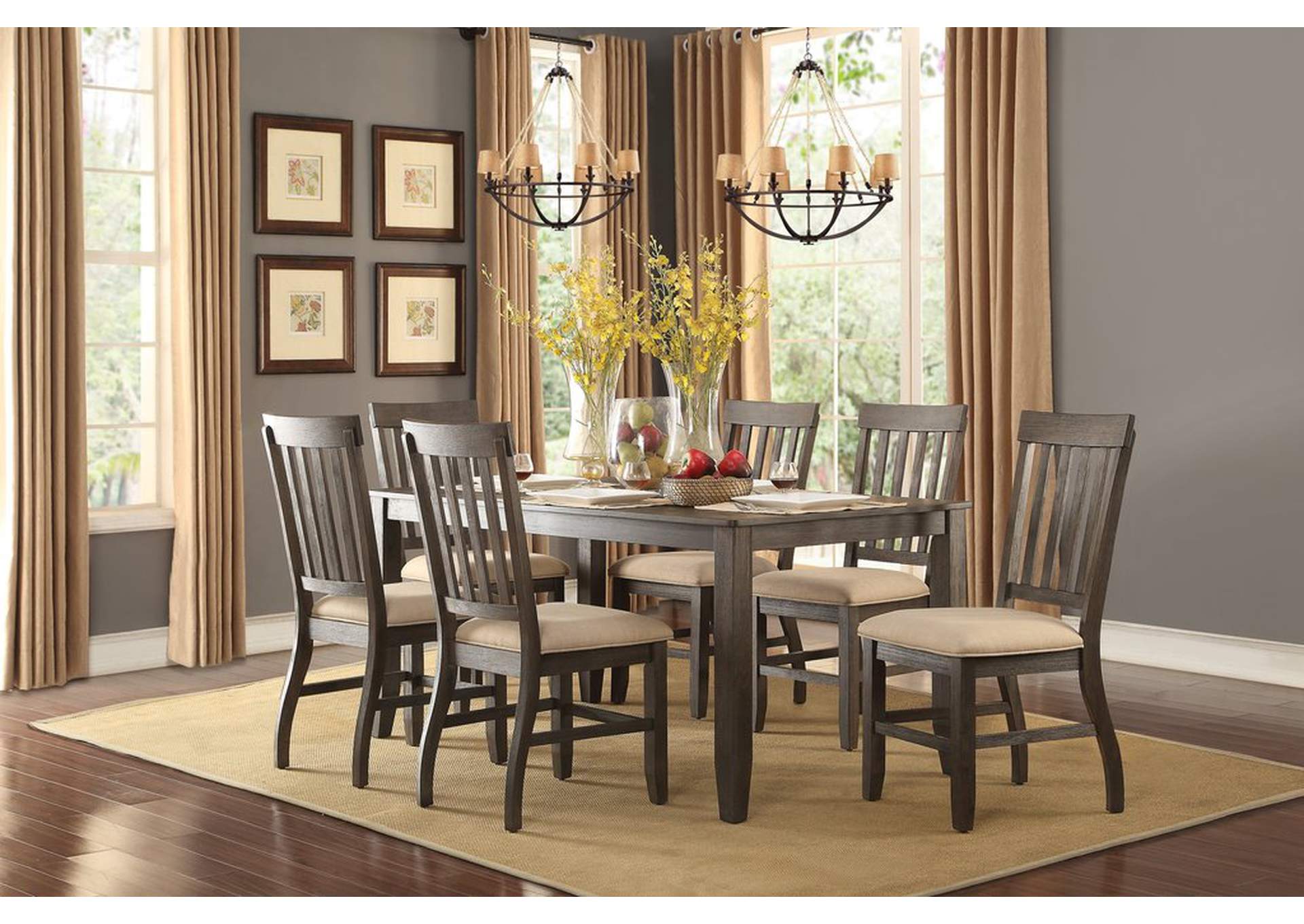 Dining Table, Wire-Brushed, Gry Brw,Homelegance