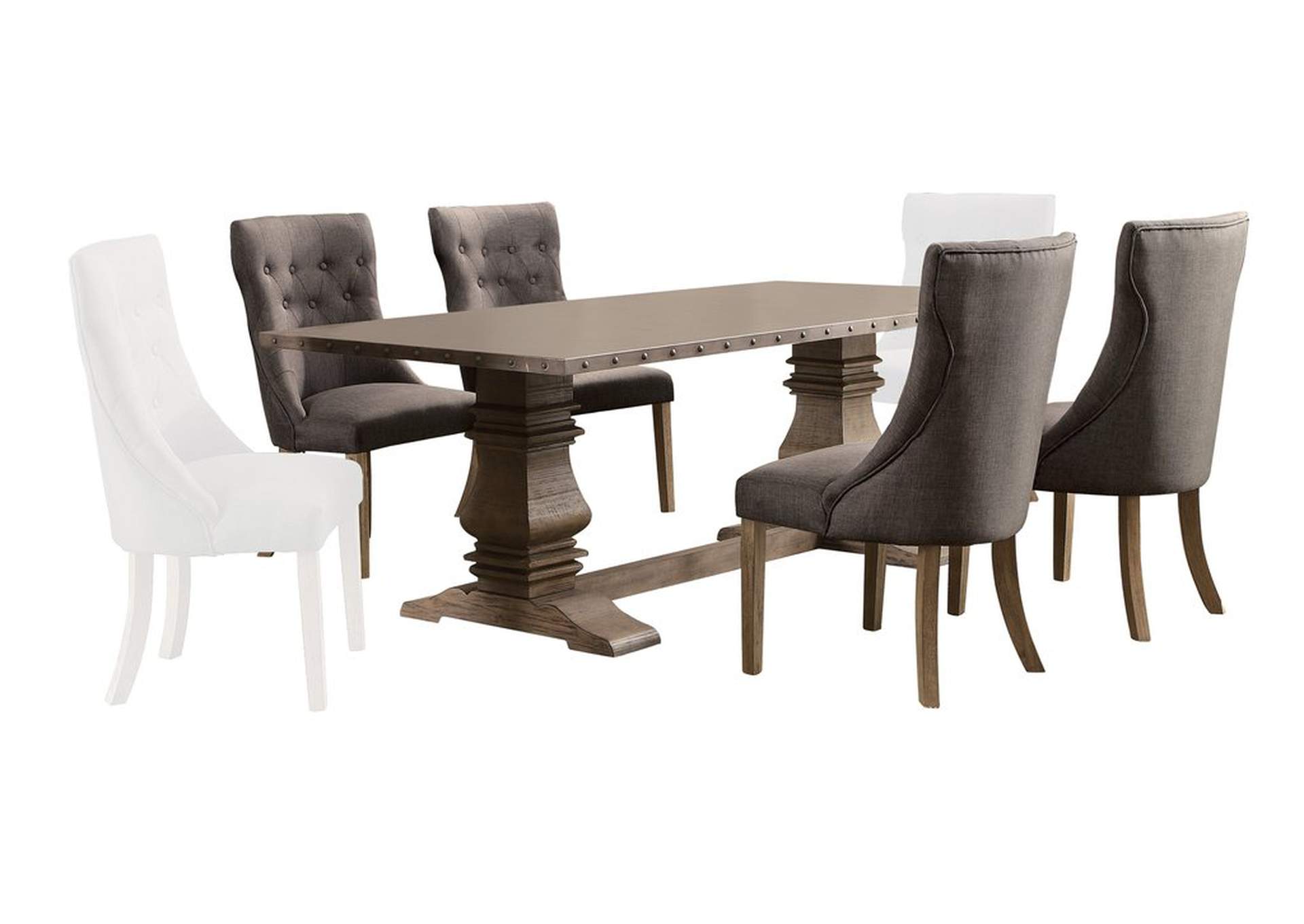 Side Chair, Fabrc & Tufted Bck,Homelegance