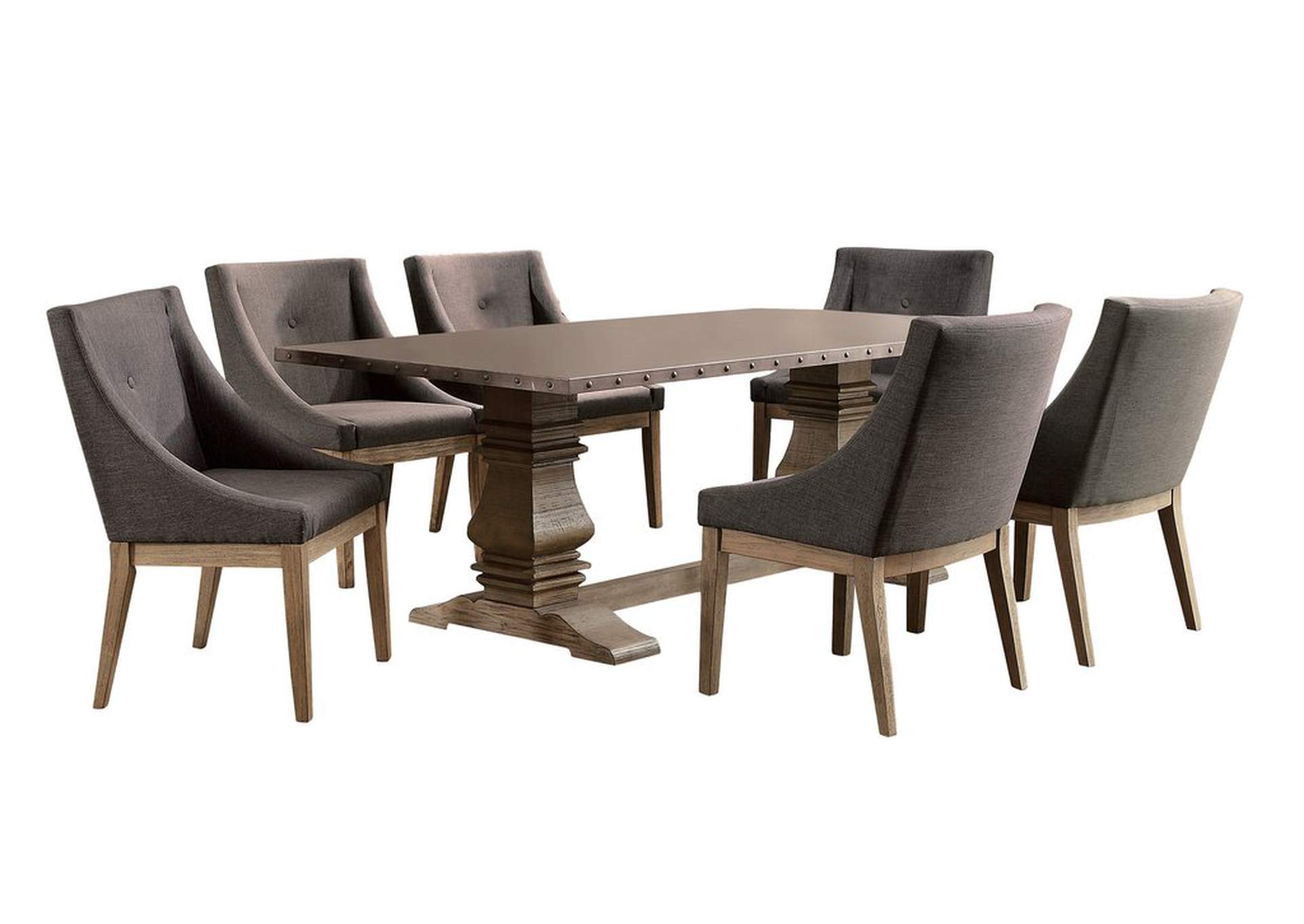 Curved Arm Dining Chair, Fabrc,Homelegance