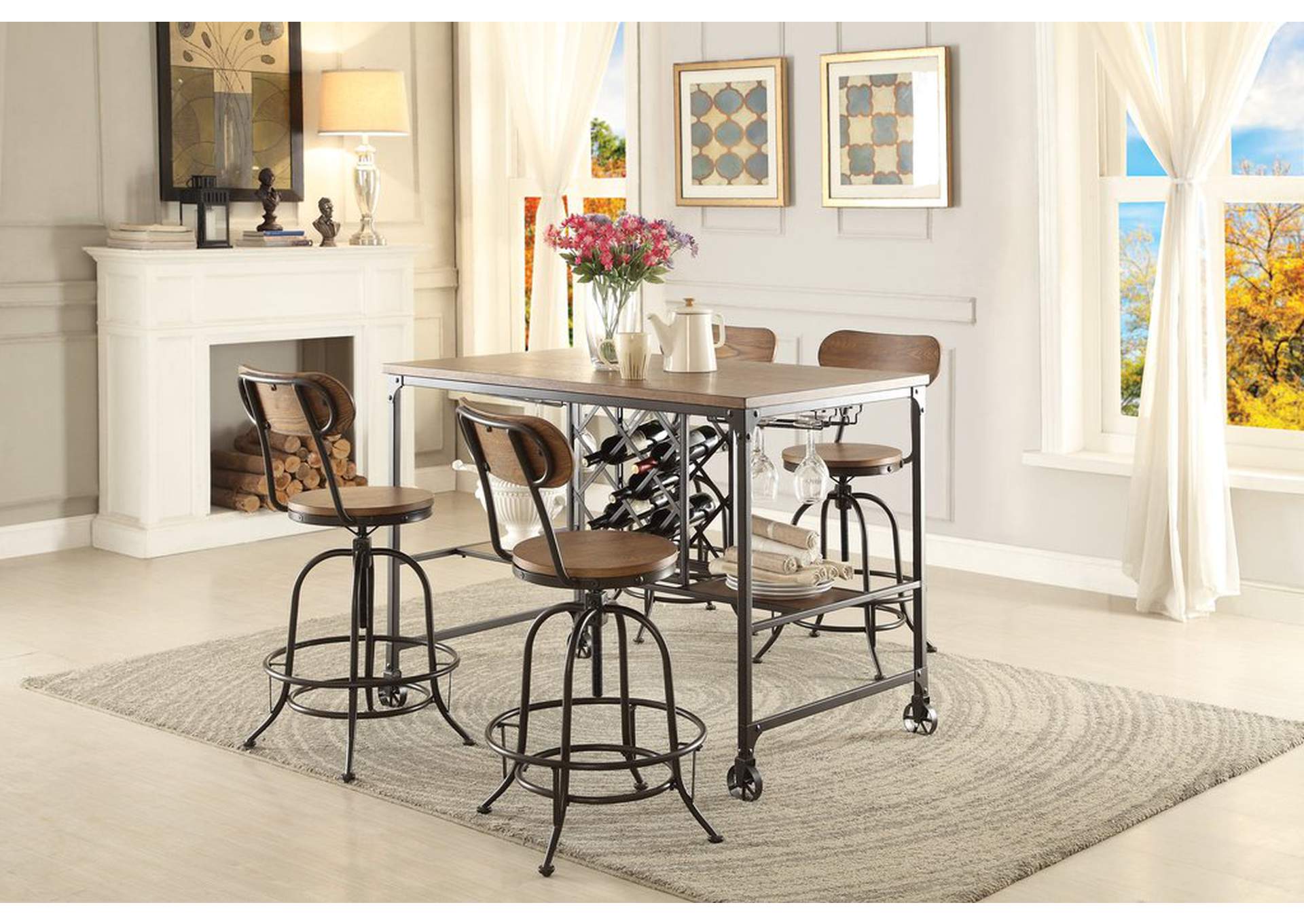 Counter Height Table W/Wine Rack,Homelegance