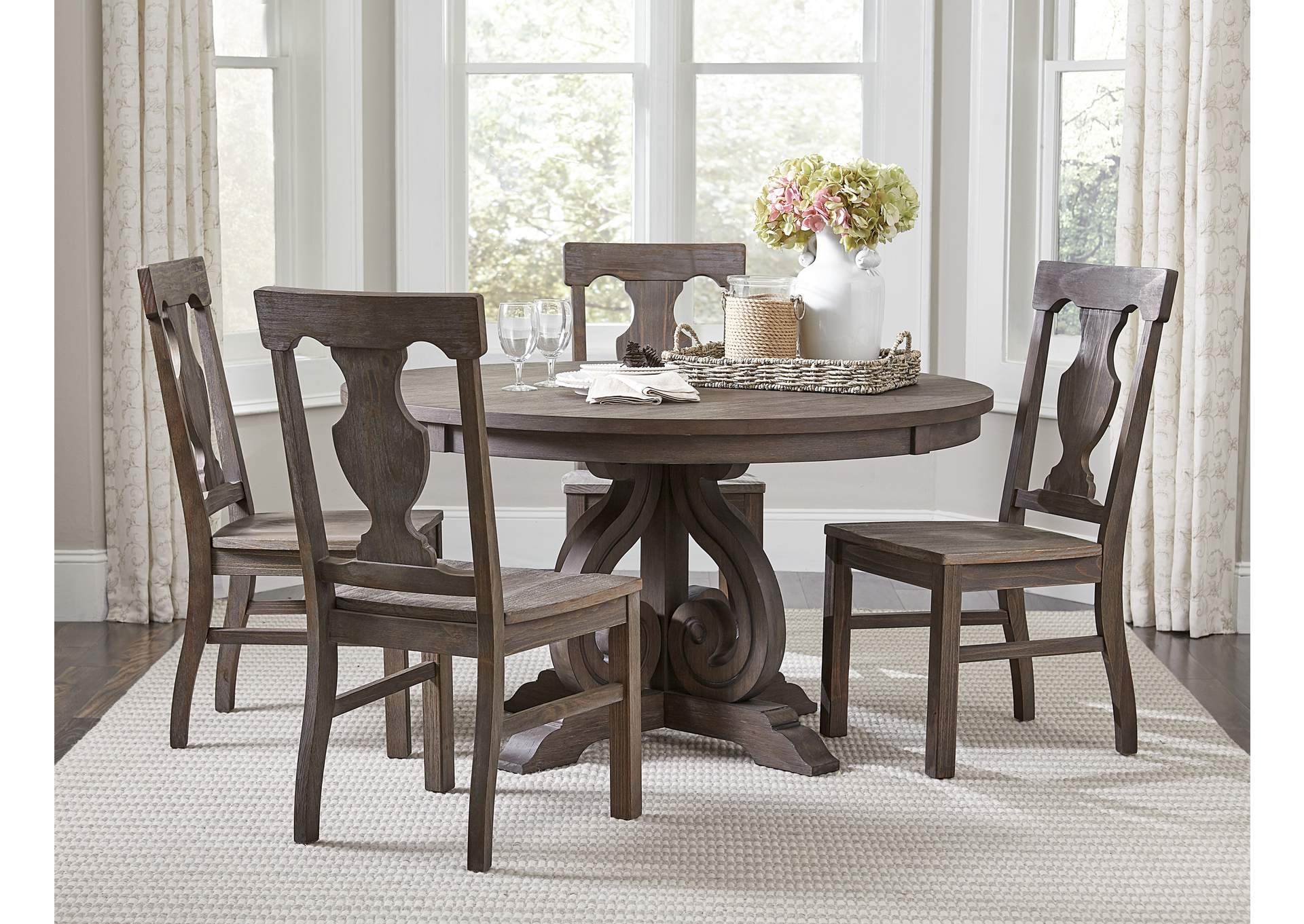 Toulon Acacia Round Dining Table,Homelegance