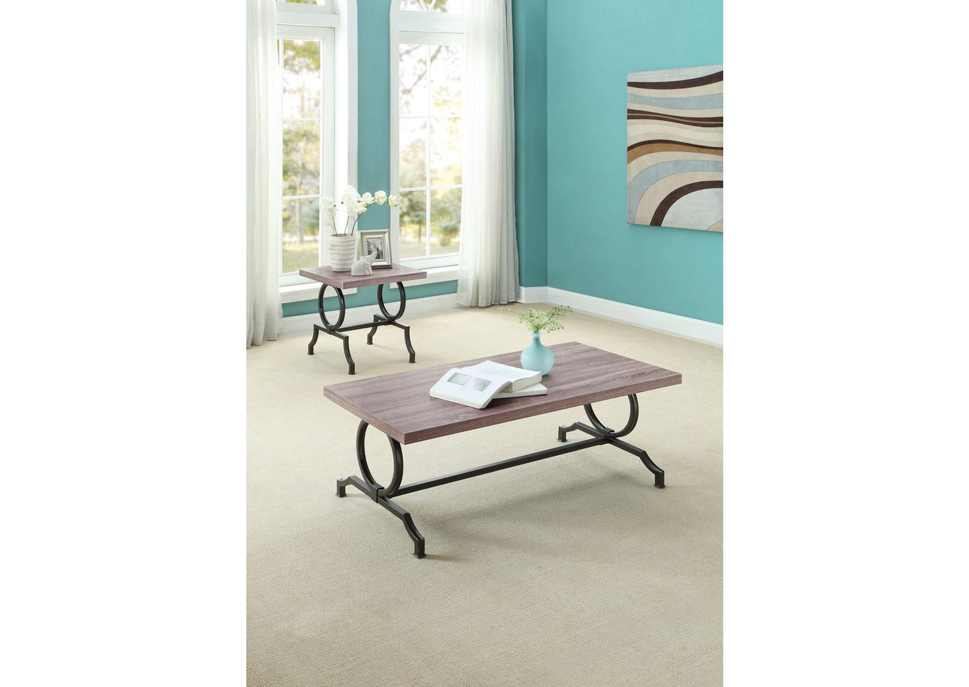 End Table, Pvc Top, Metal Bse,Homelegance