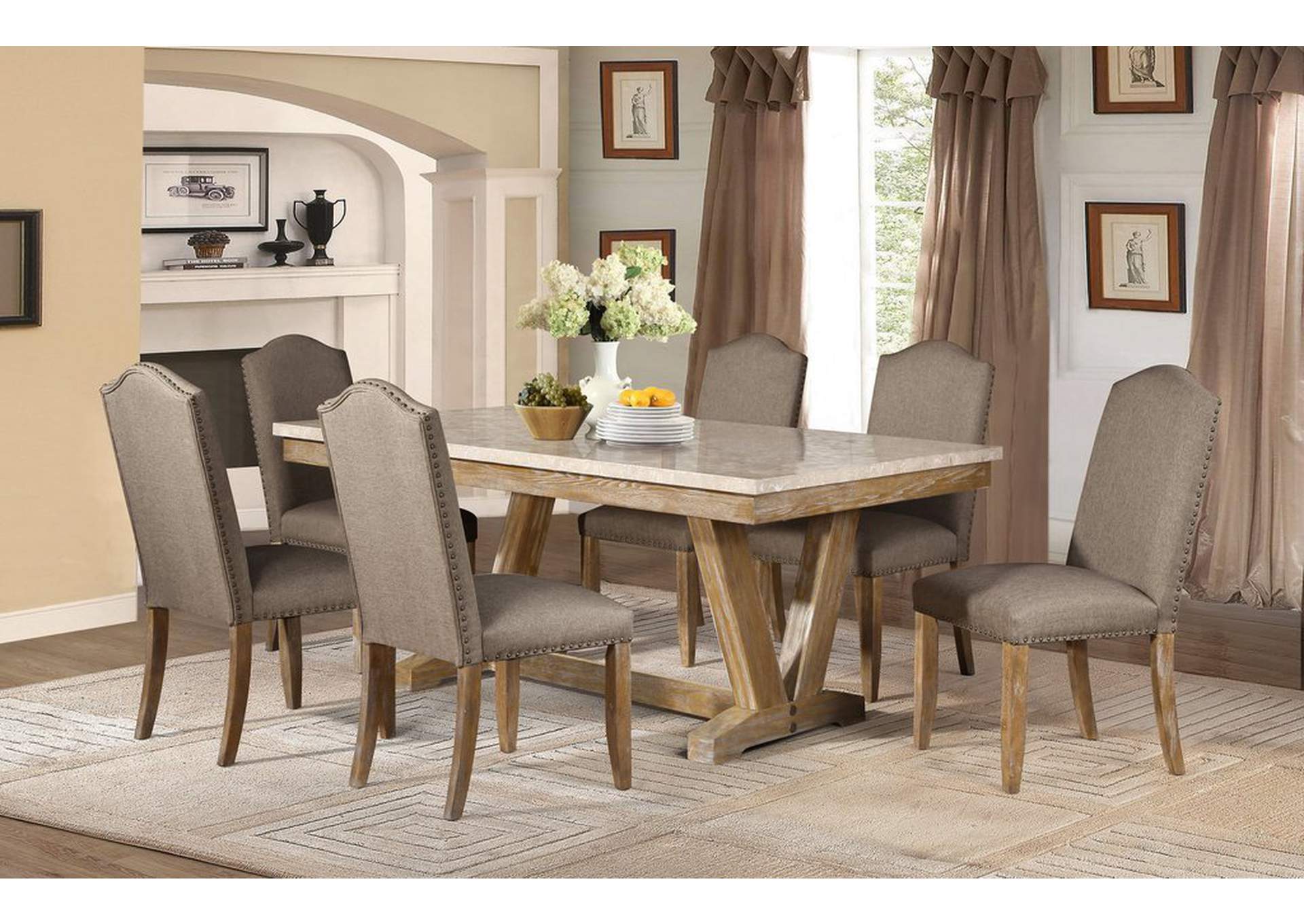 Side Chair, Brown Fabric,Homelegance