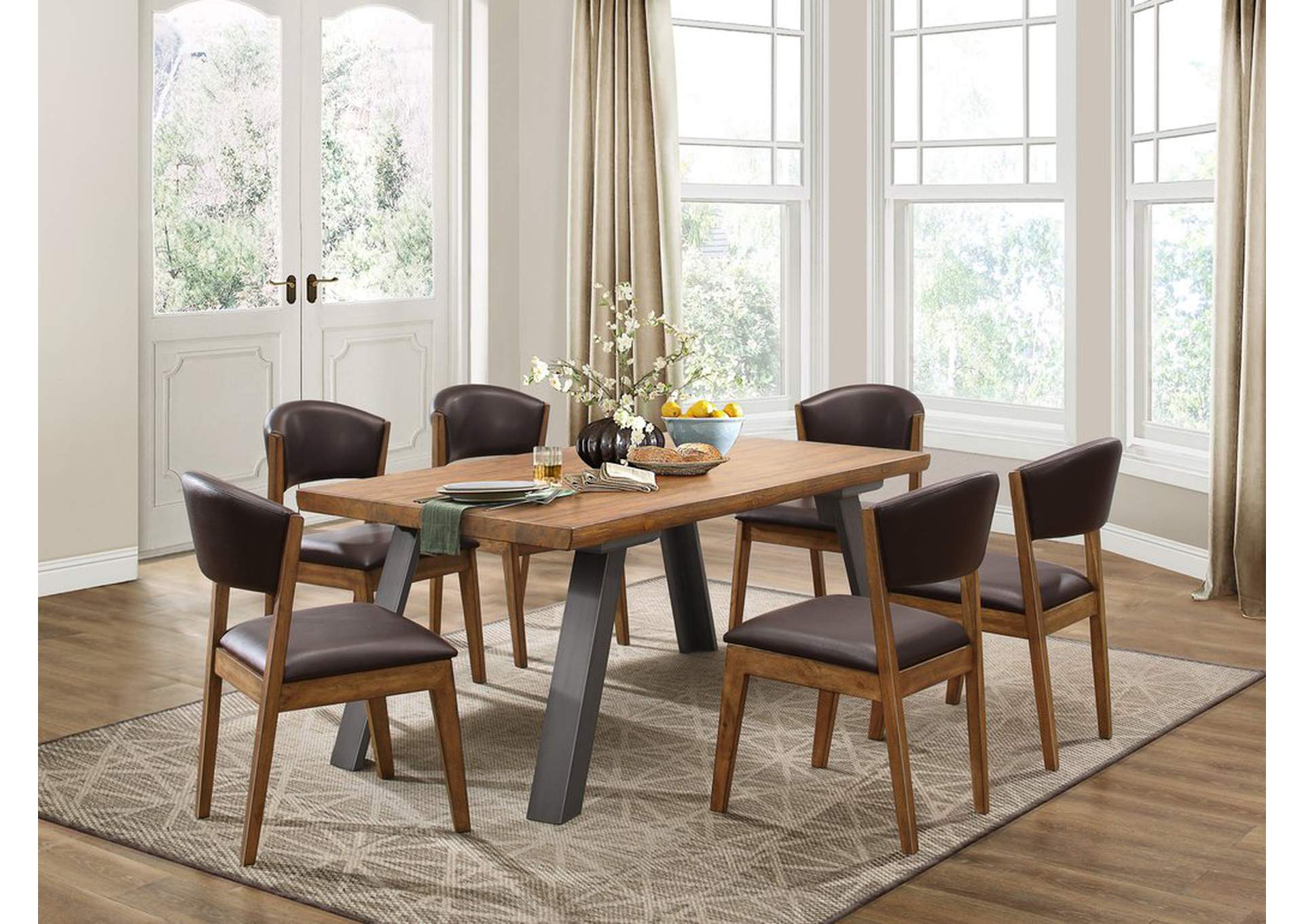 Side Chair, D.Brw P/U,Homelegance