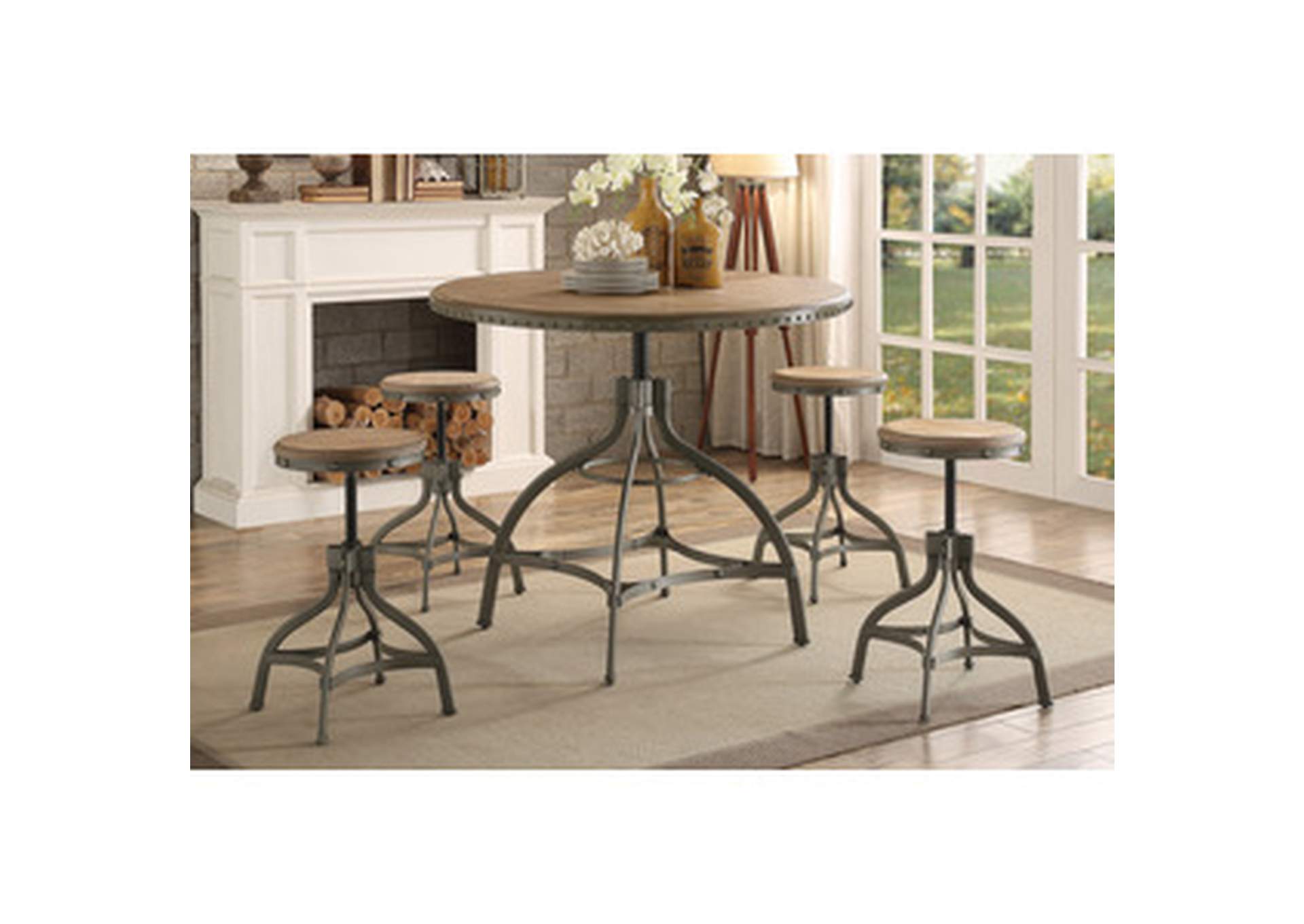 Beacher Round Dining Table, Adjustable Height,Homelegance