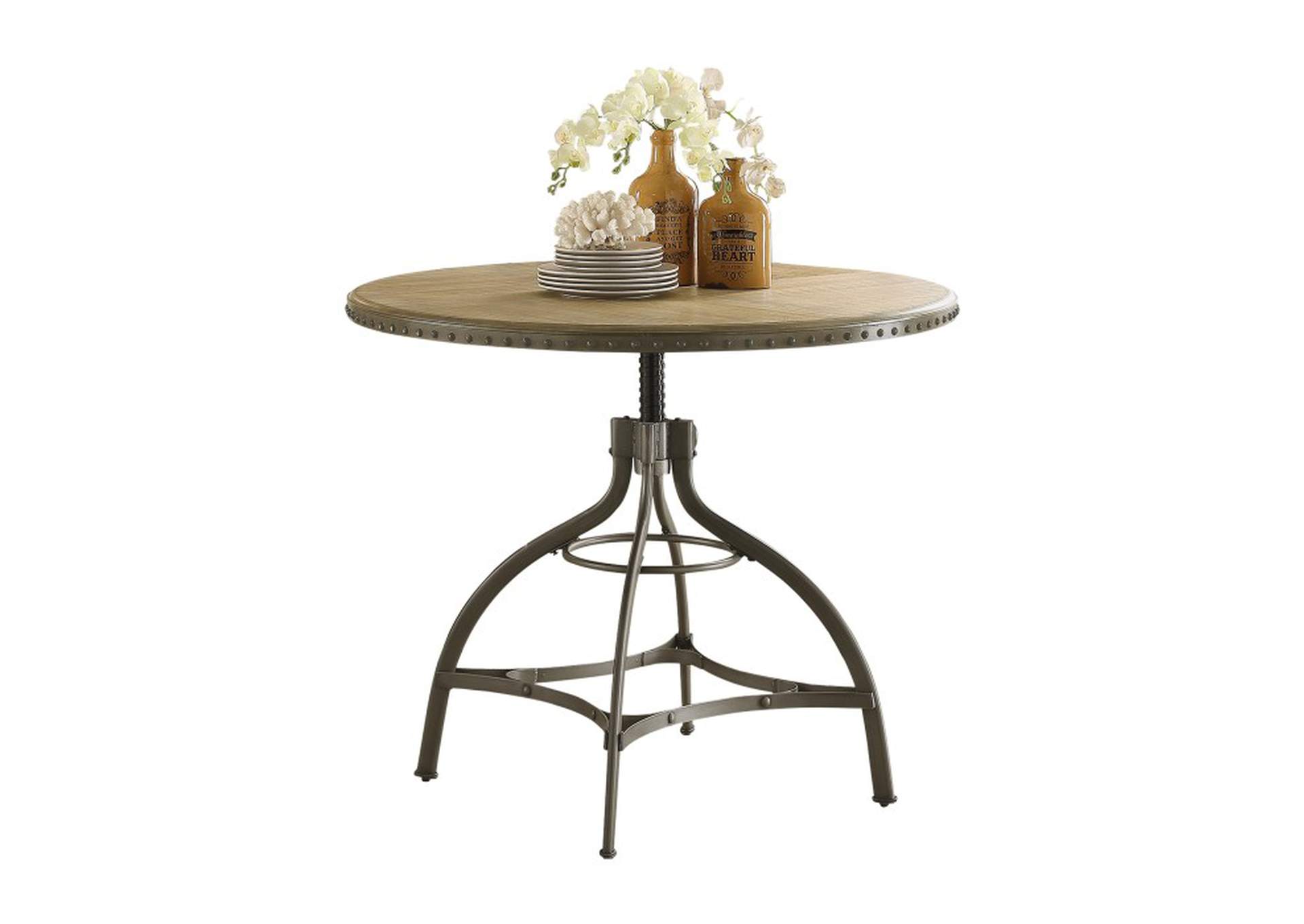 Beacher Round Dining Table, Adjustable Height,Homelegance