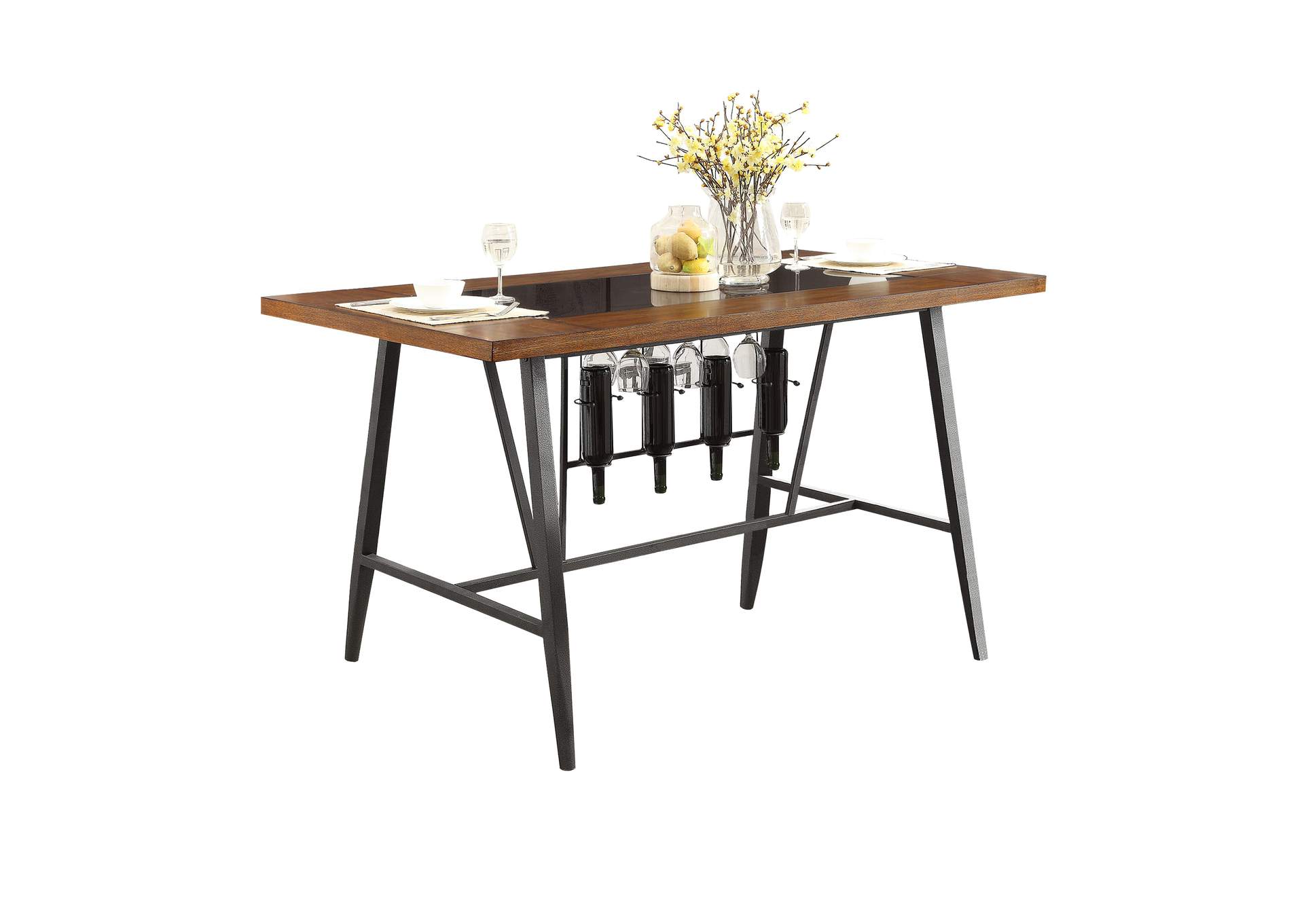 Brown Counter Height Table W/ Glass Insert,Homelegance