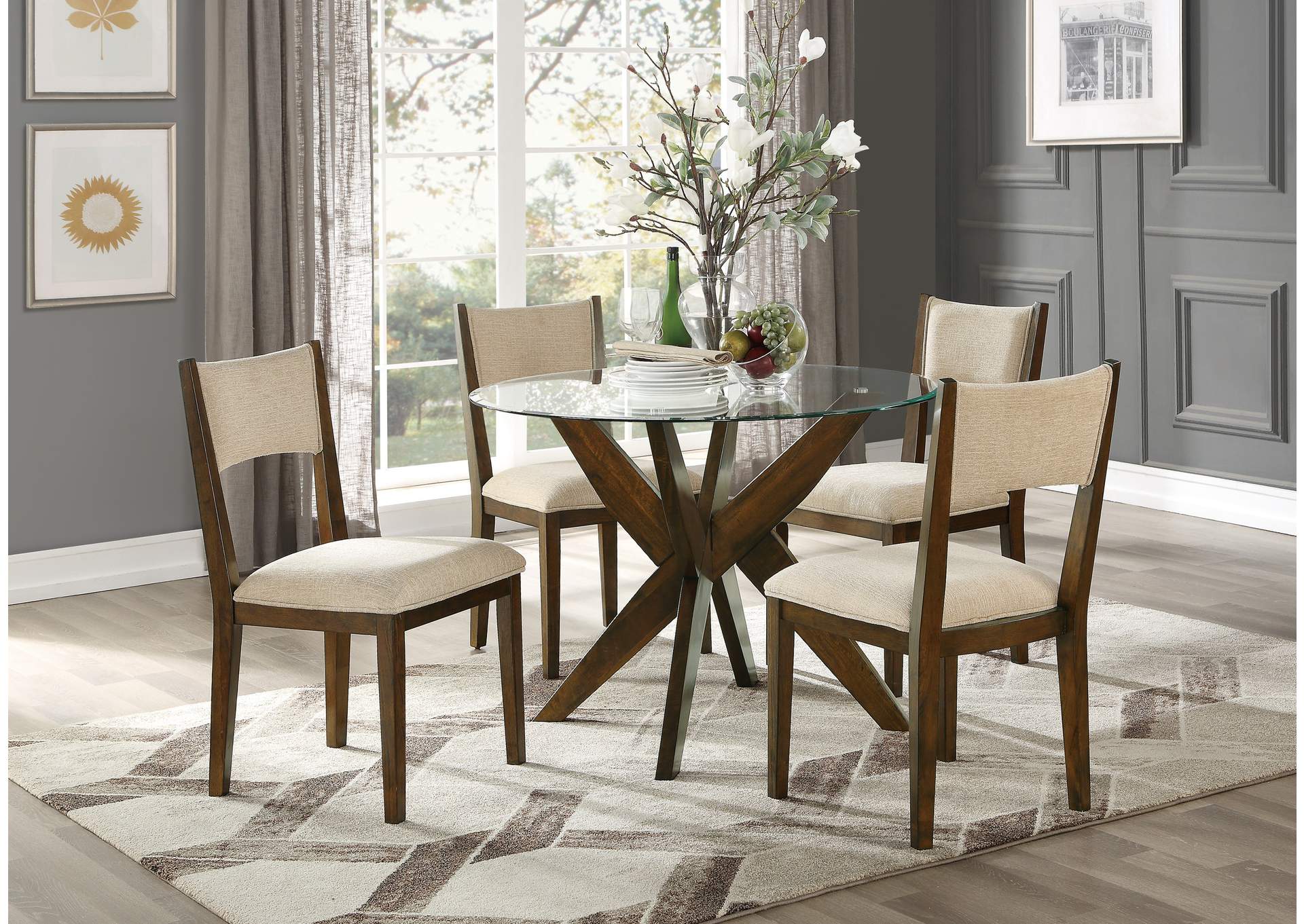 Round Glass Dining Table, Tempered,Homelegance