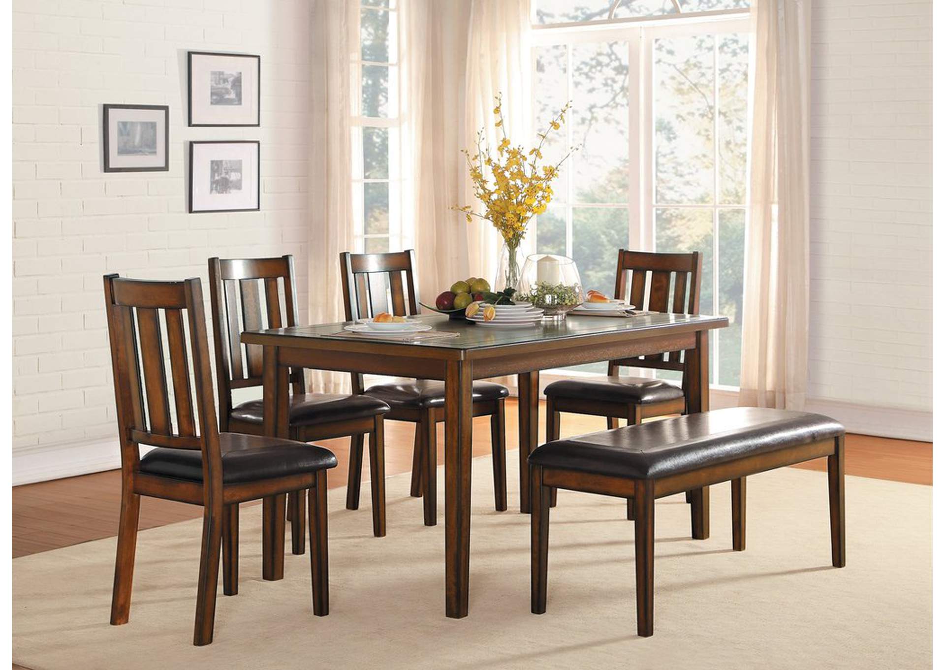 6 Piece Pack Dinette Set, Espresso,Homelegance