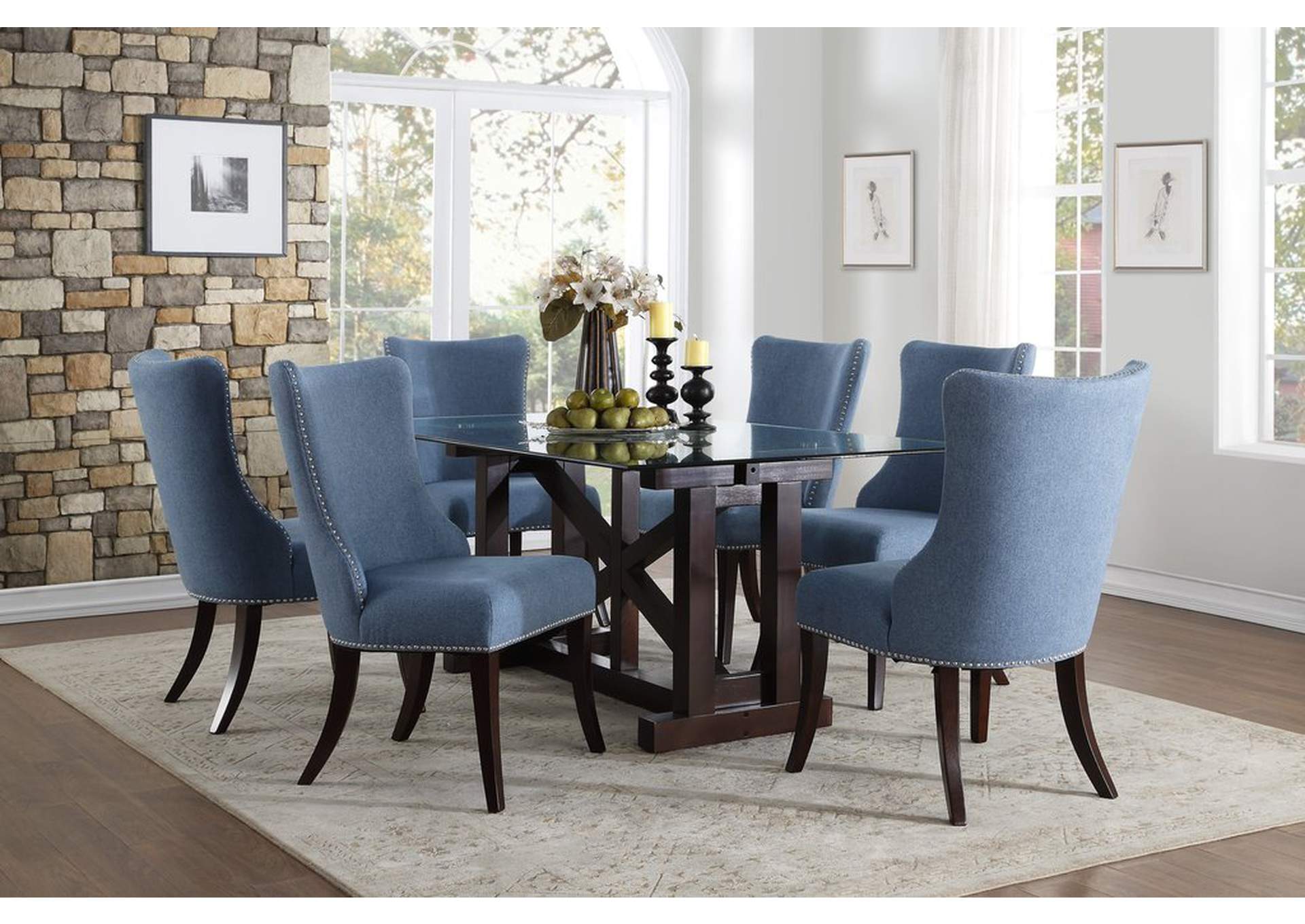 Blue Side Chair, Blue,Homelegance