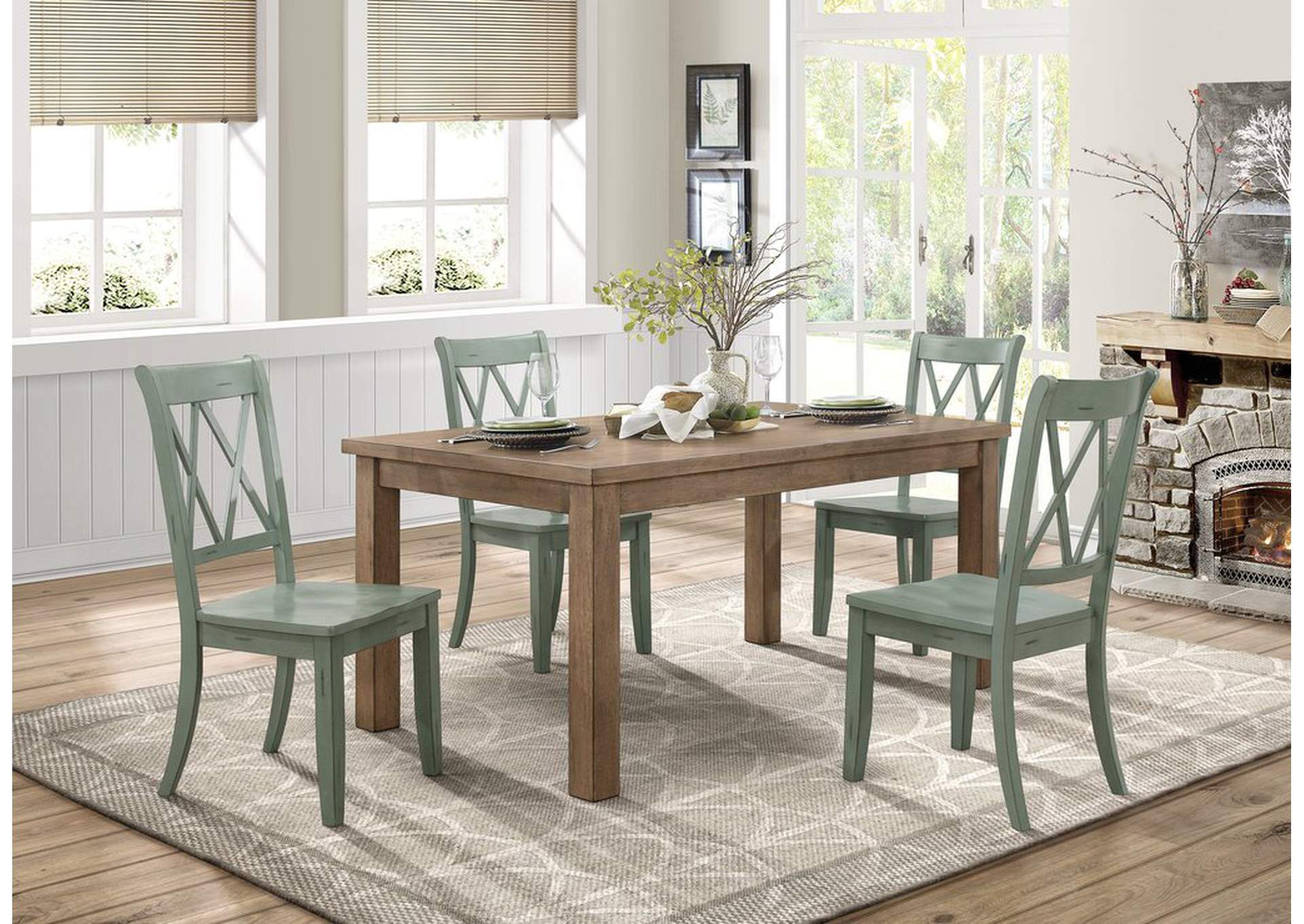 Side Chair, Teal Sand Thru,Homelegance